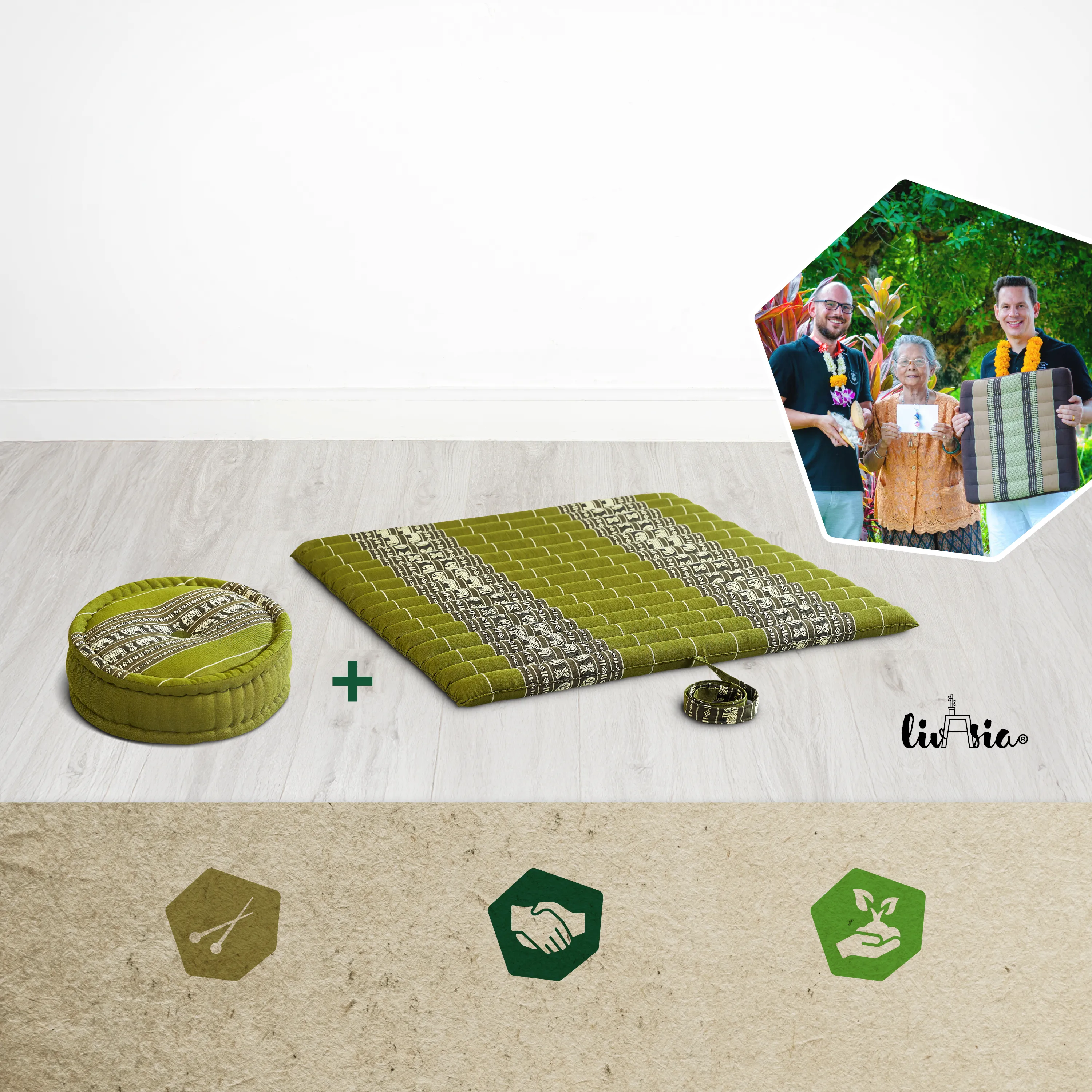Set de coussins de méditation en kapok XL