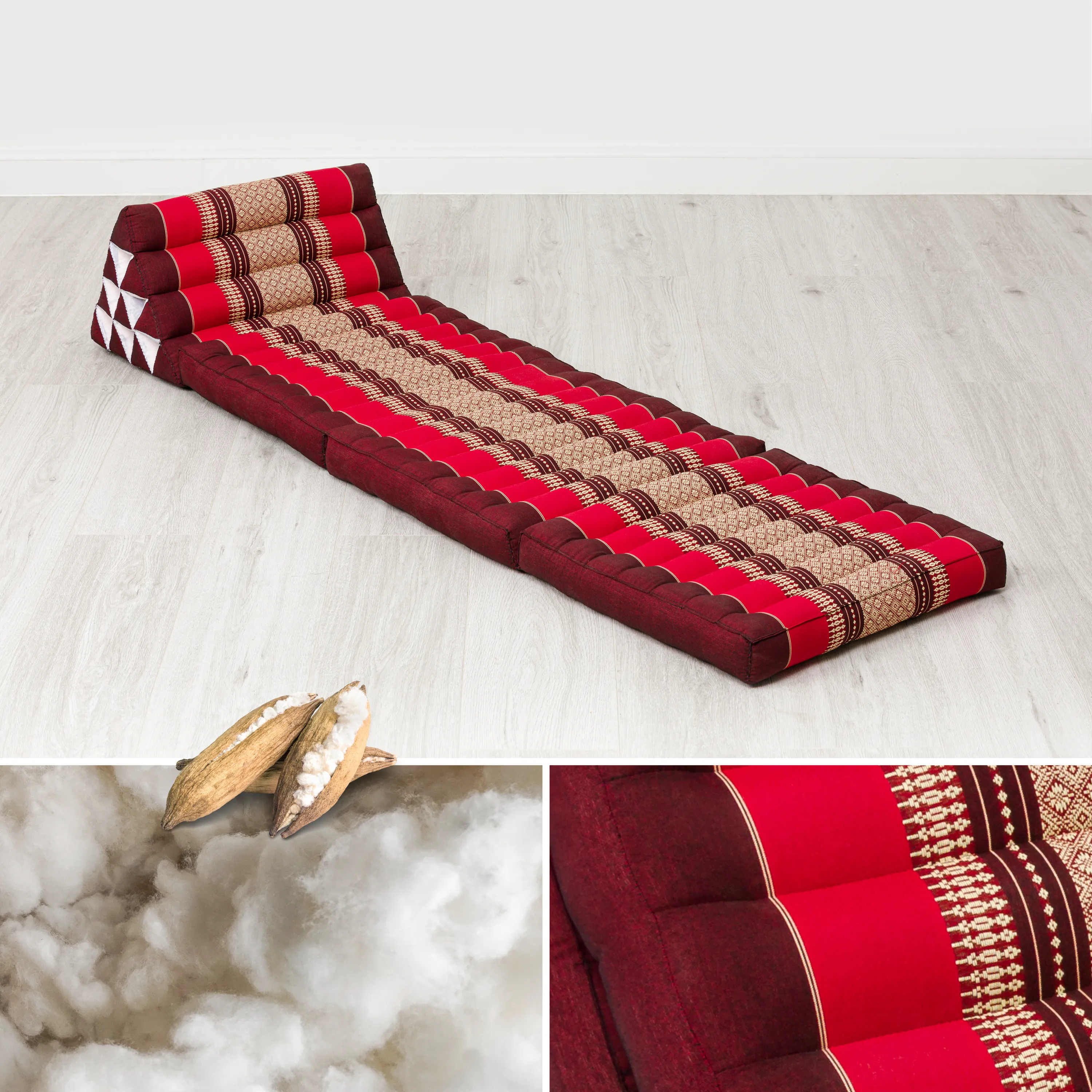 Coussin thaï avec matelas 3 parties en kapok, Classic