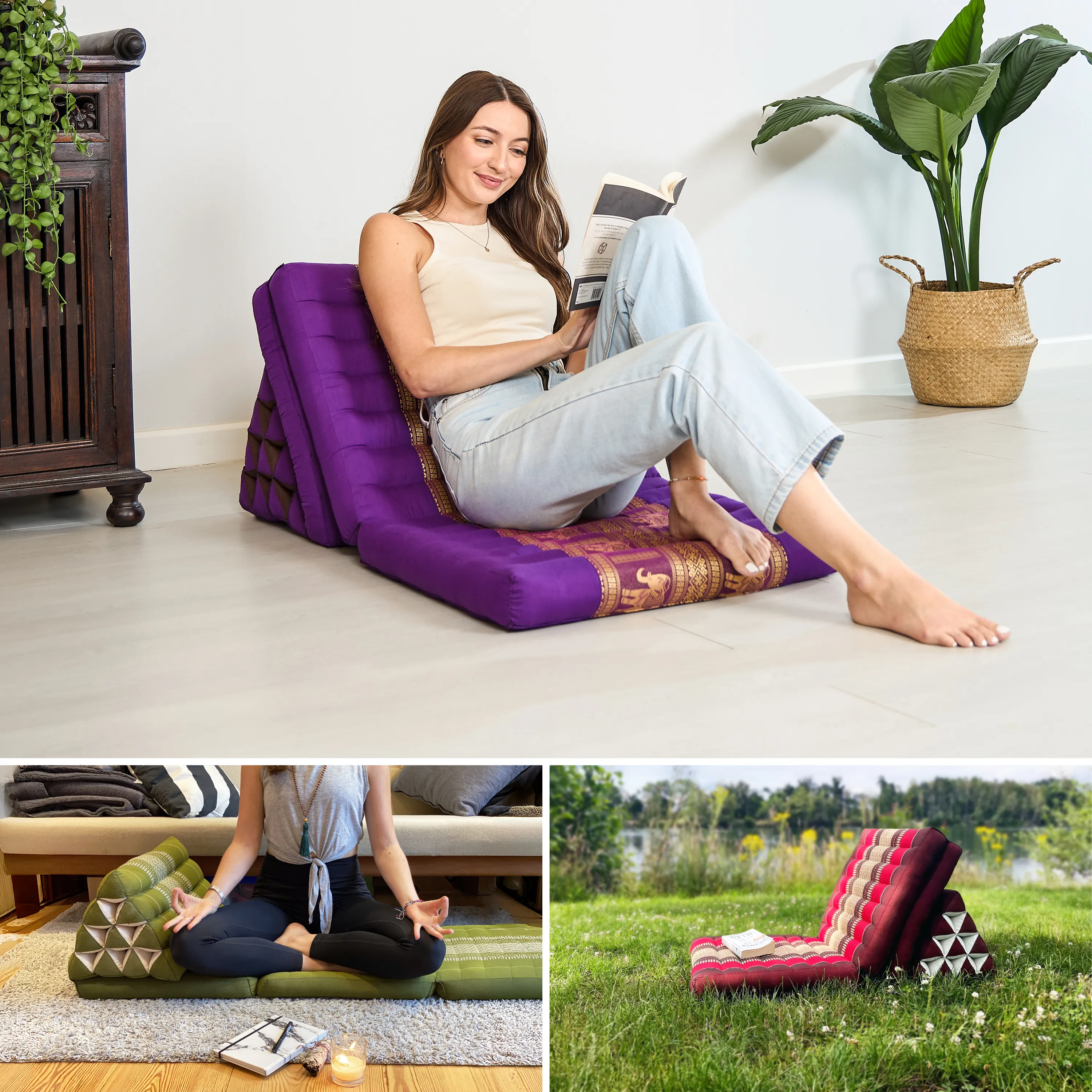 Coussin thaï avec matelas 3 parties en kapok, Deluxe