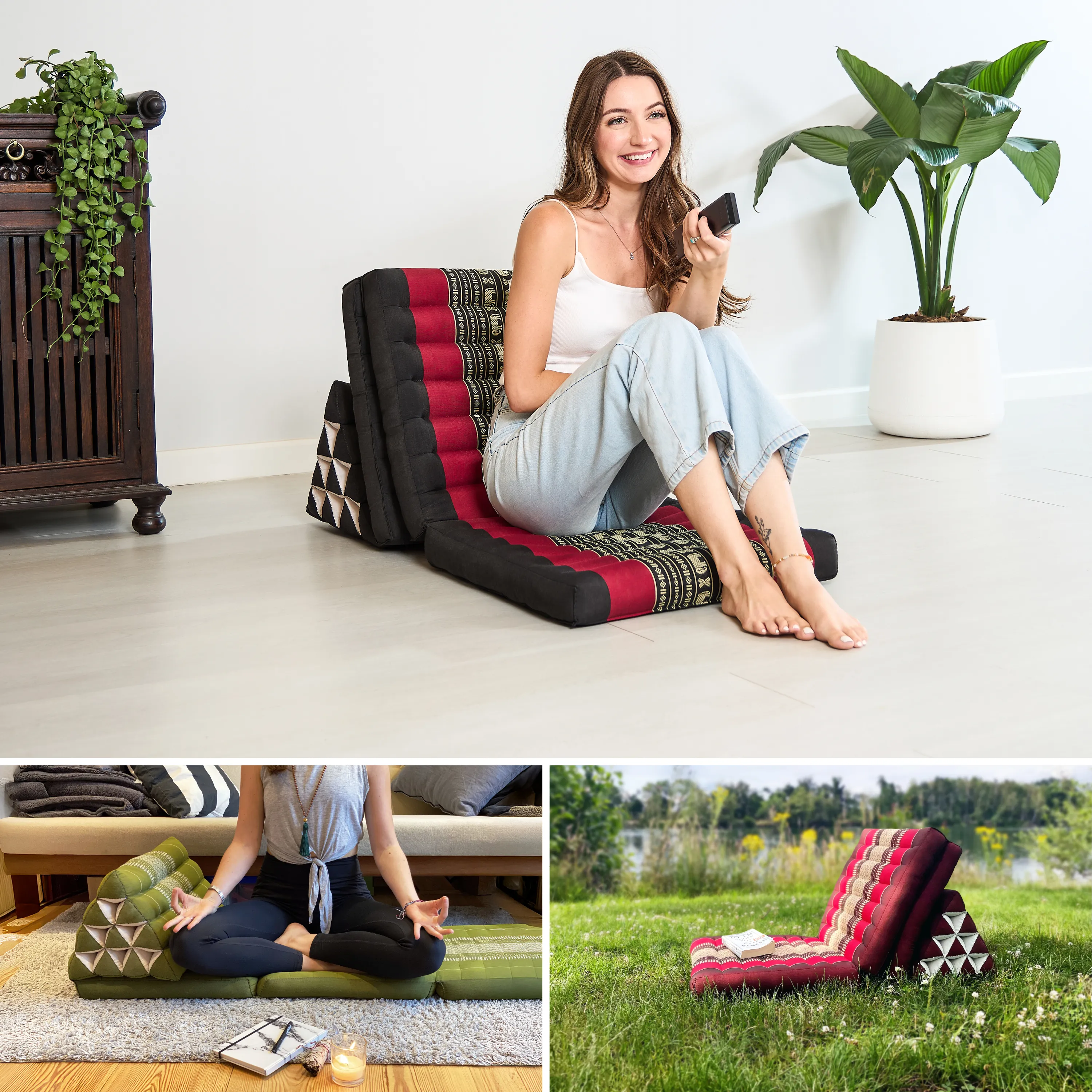 Coussin thaï avec matelas 3 parties en kapok, Classic