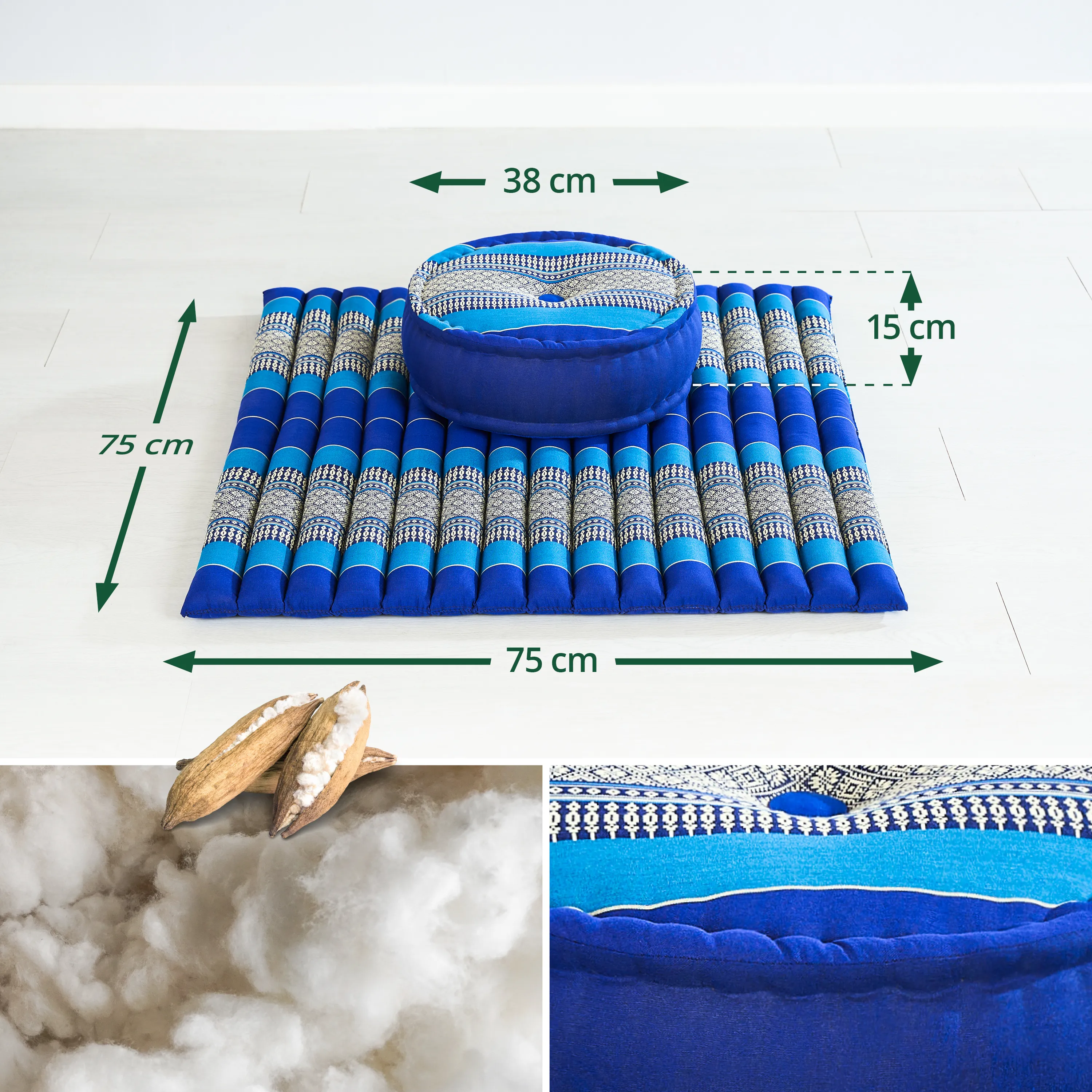 Set de coussins de méditation en kapok XL