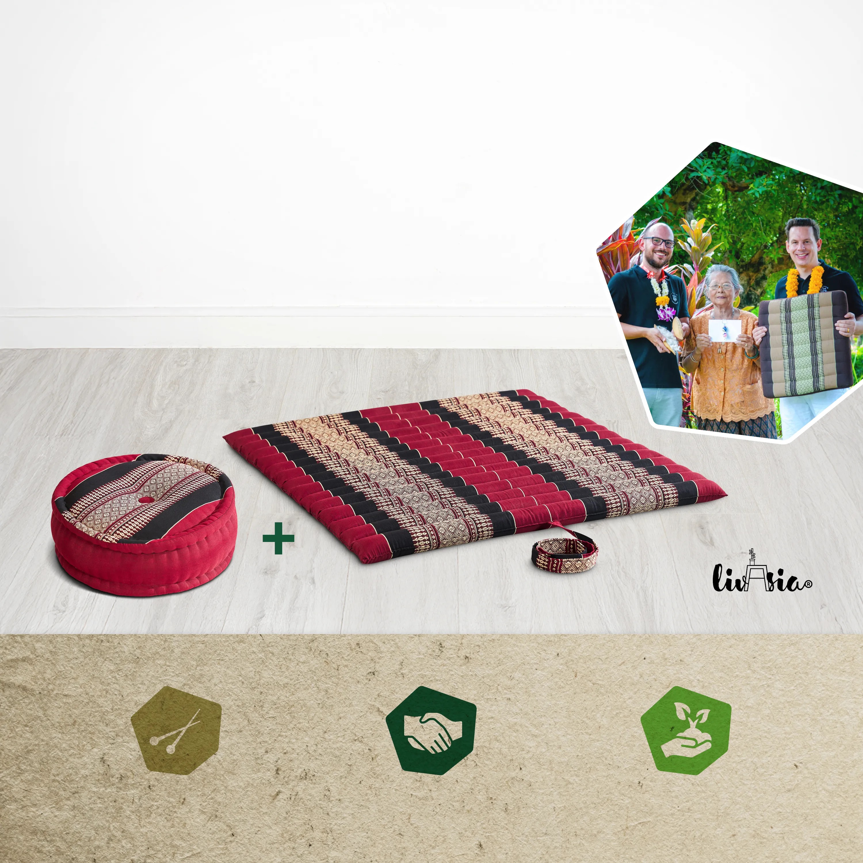 Set de coussins de méditation en kapok XL