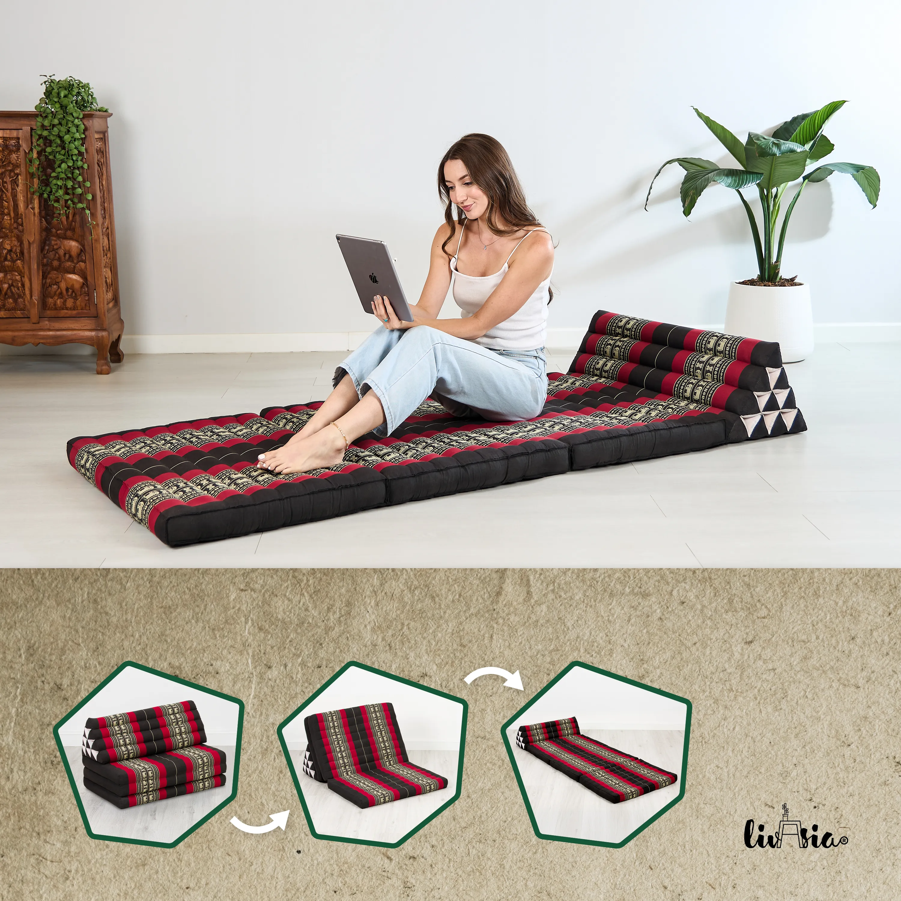 Coussin thaï en kapok largeur XXL