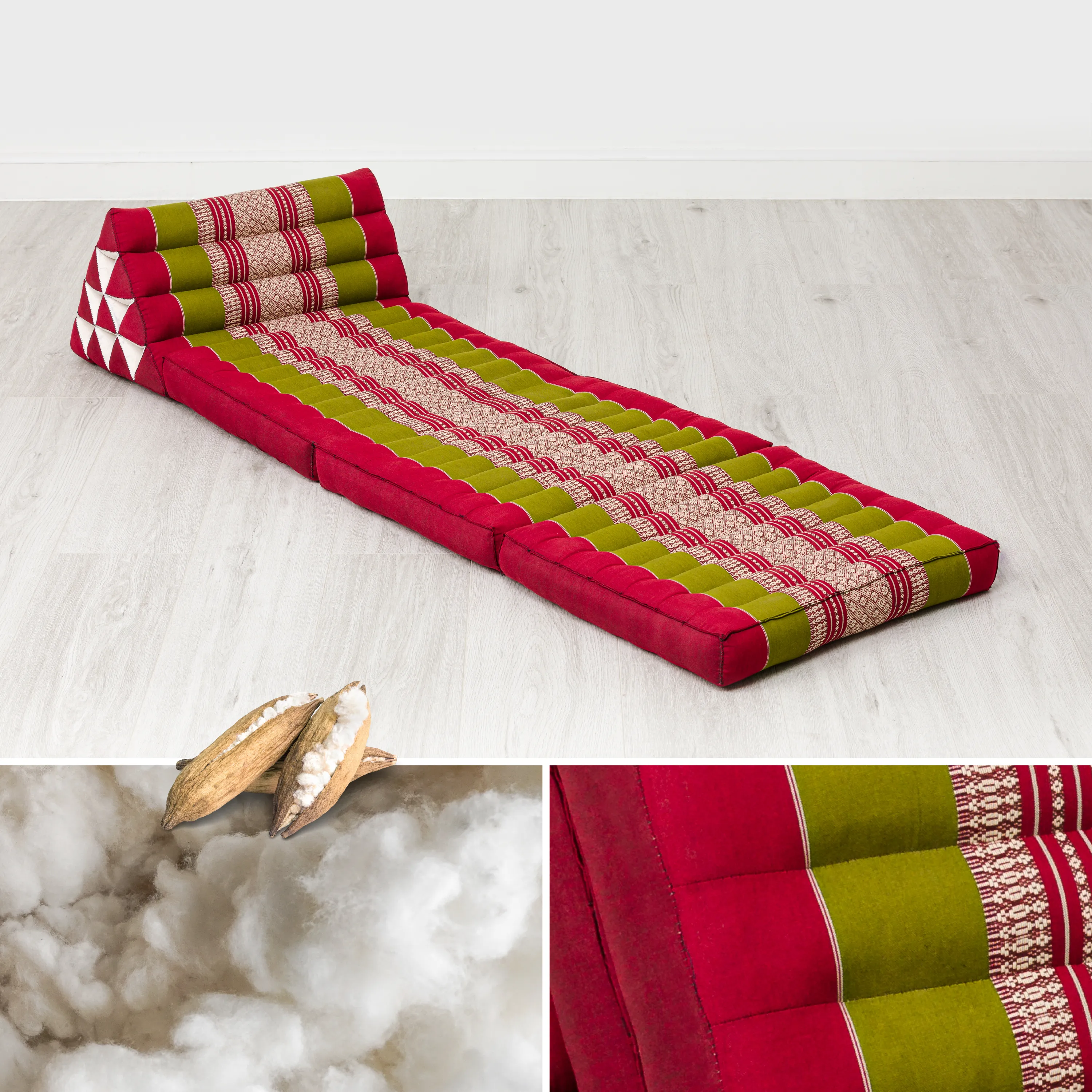 Coussin thaï avec matelas 3 parties en kapok, Classic