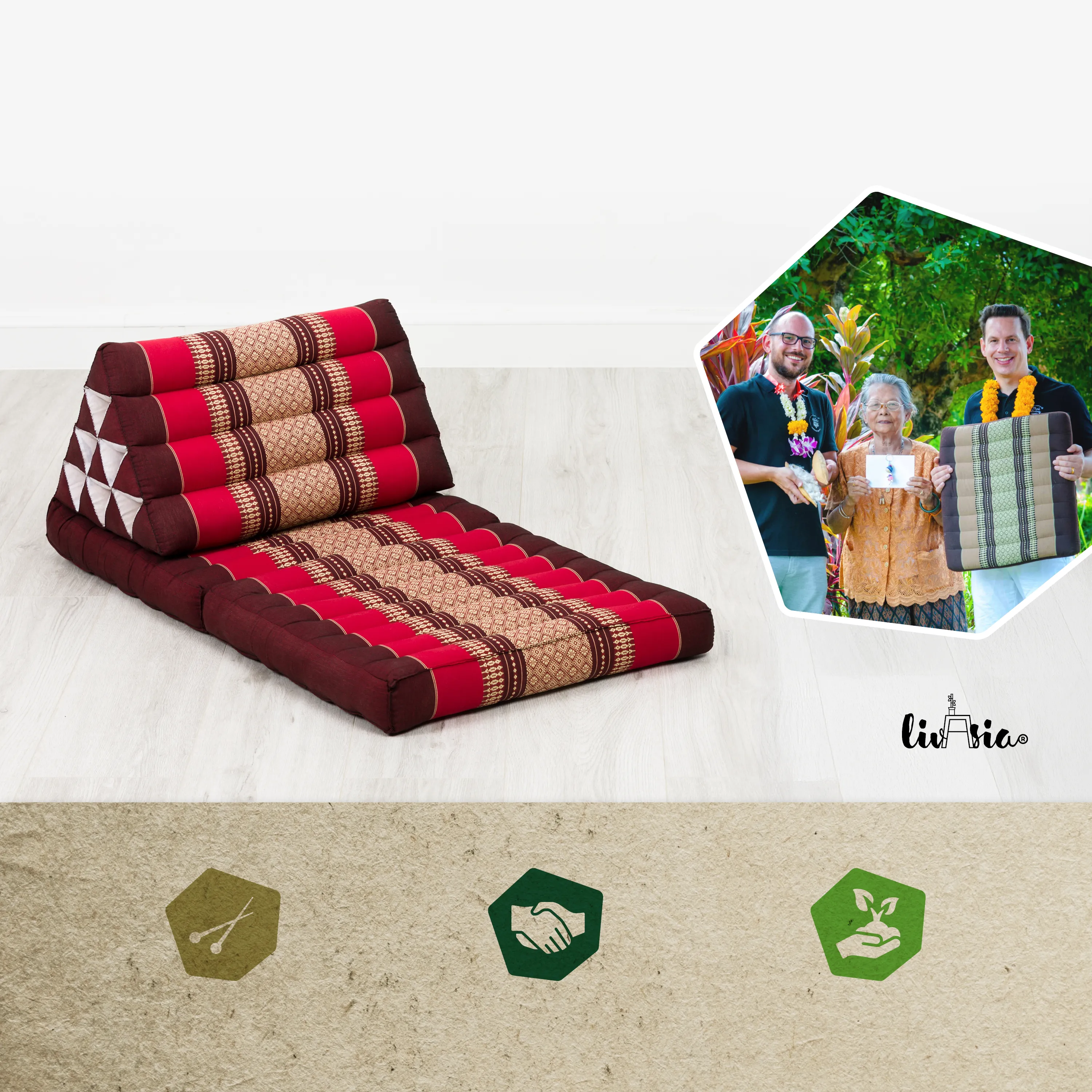 Coussin thaï avec matelas 2 parties en kapok