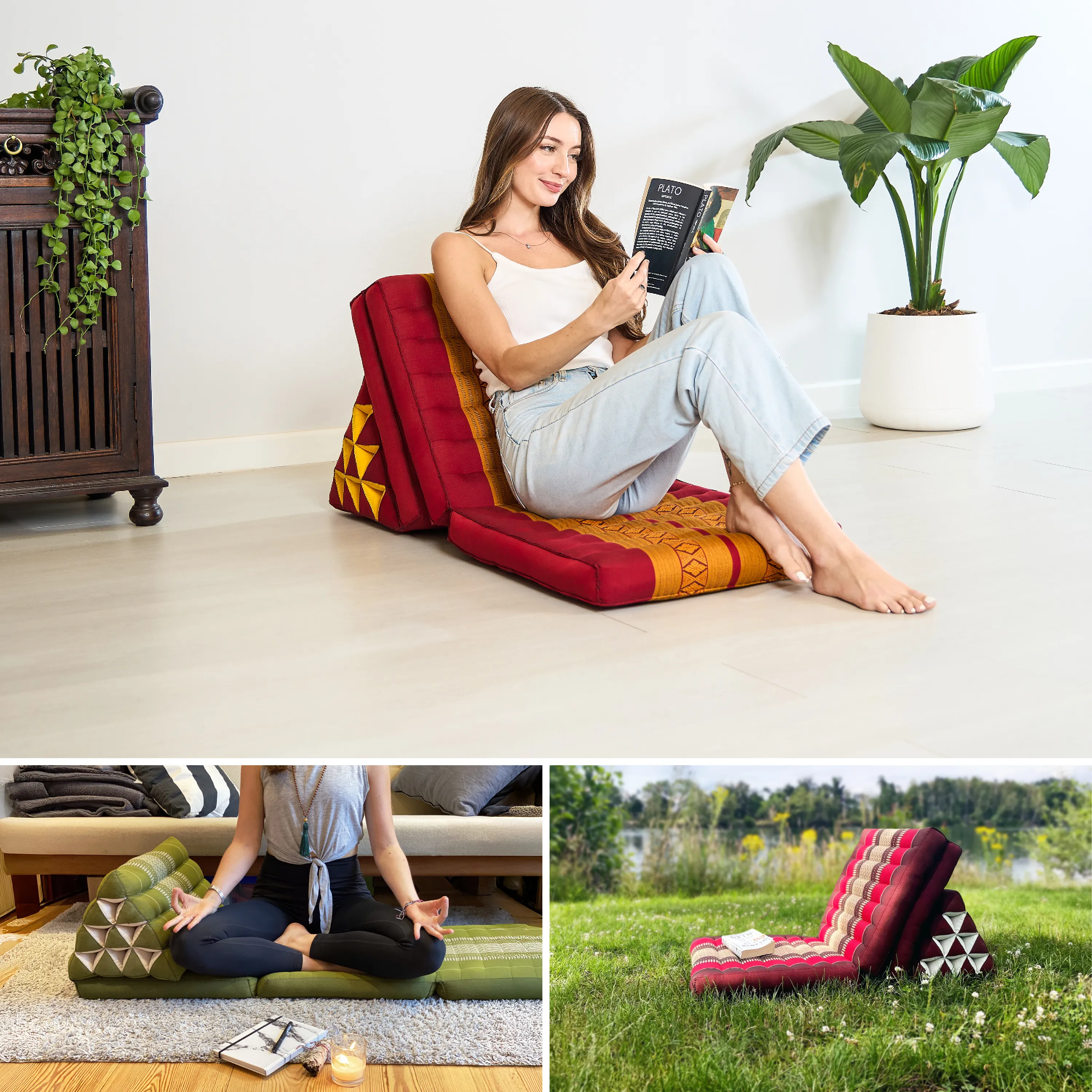 Coussin thaï avec matelas 3 parties en kapok, Classic