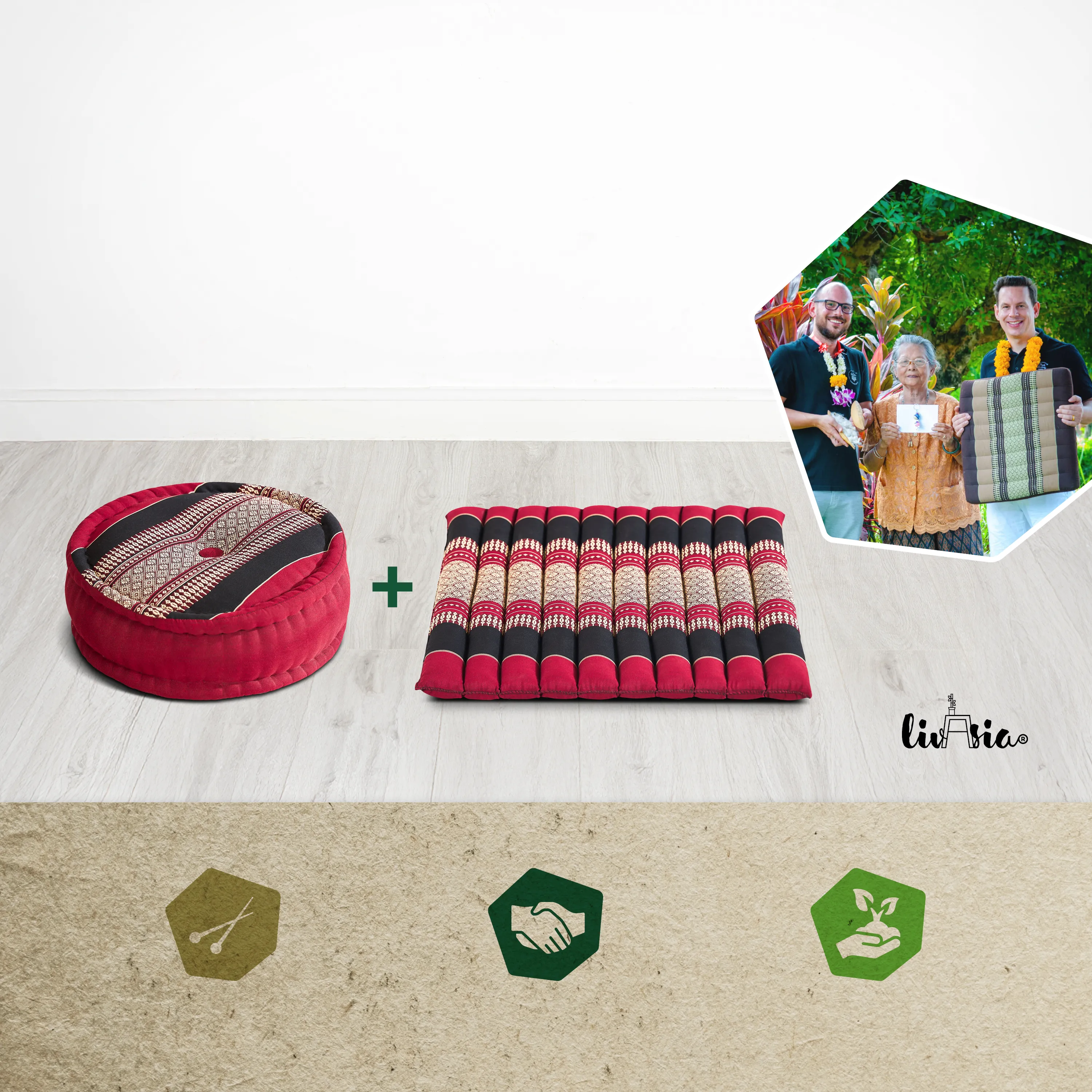 Set de coussins de méditation en kapok L