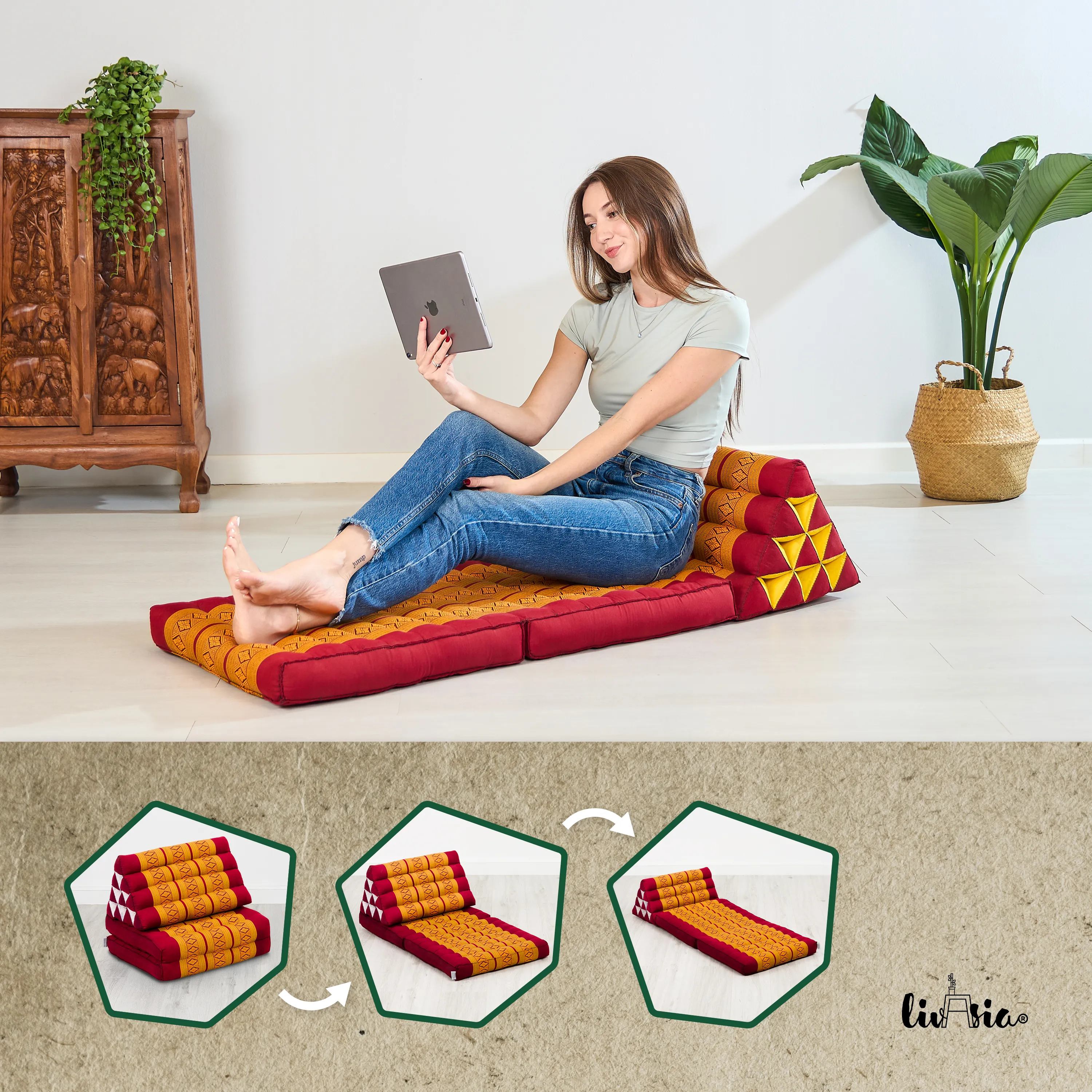 Coussin thaï avec matelas 2 parties en kapok