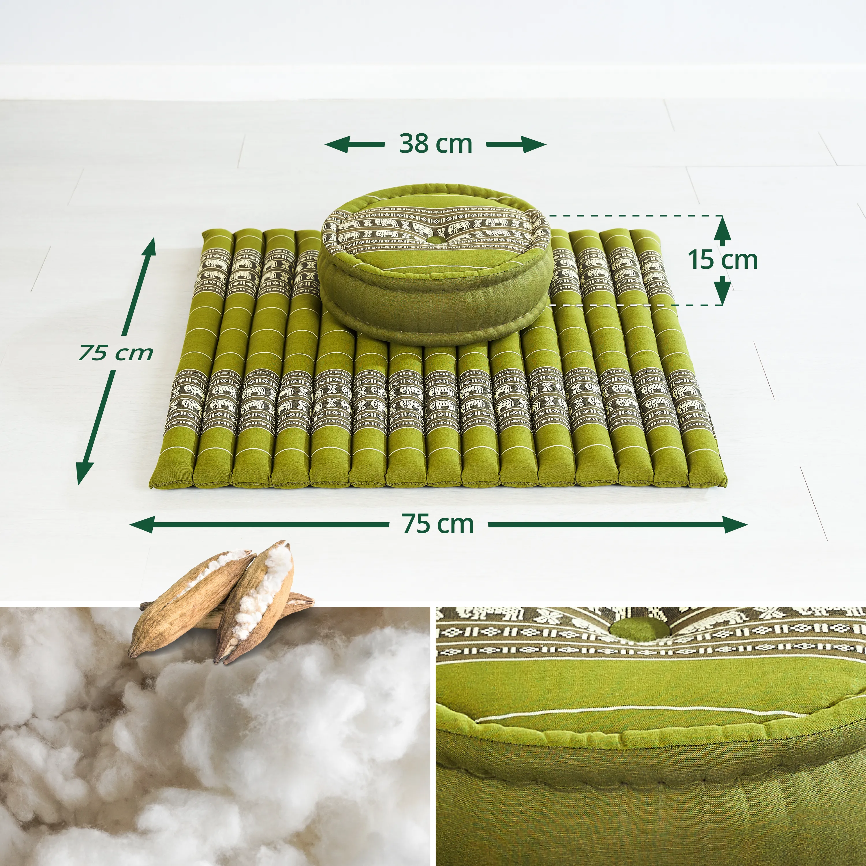 Set de coussins de méditation en kapok XL