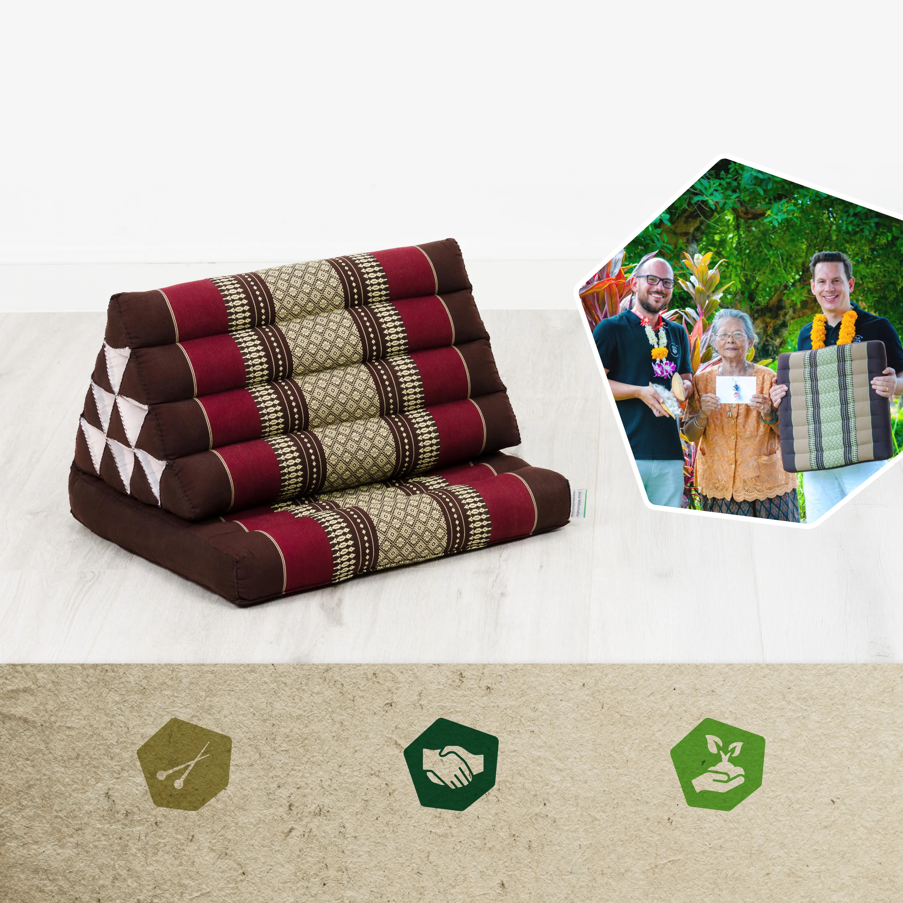 Coussin thaï avec matelas 1 partie en kapok