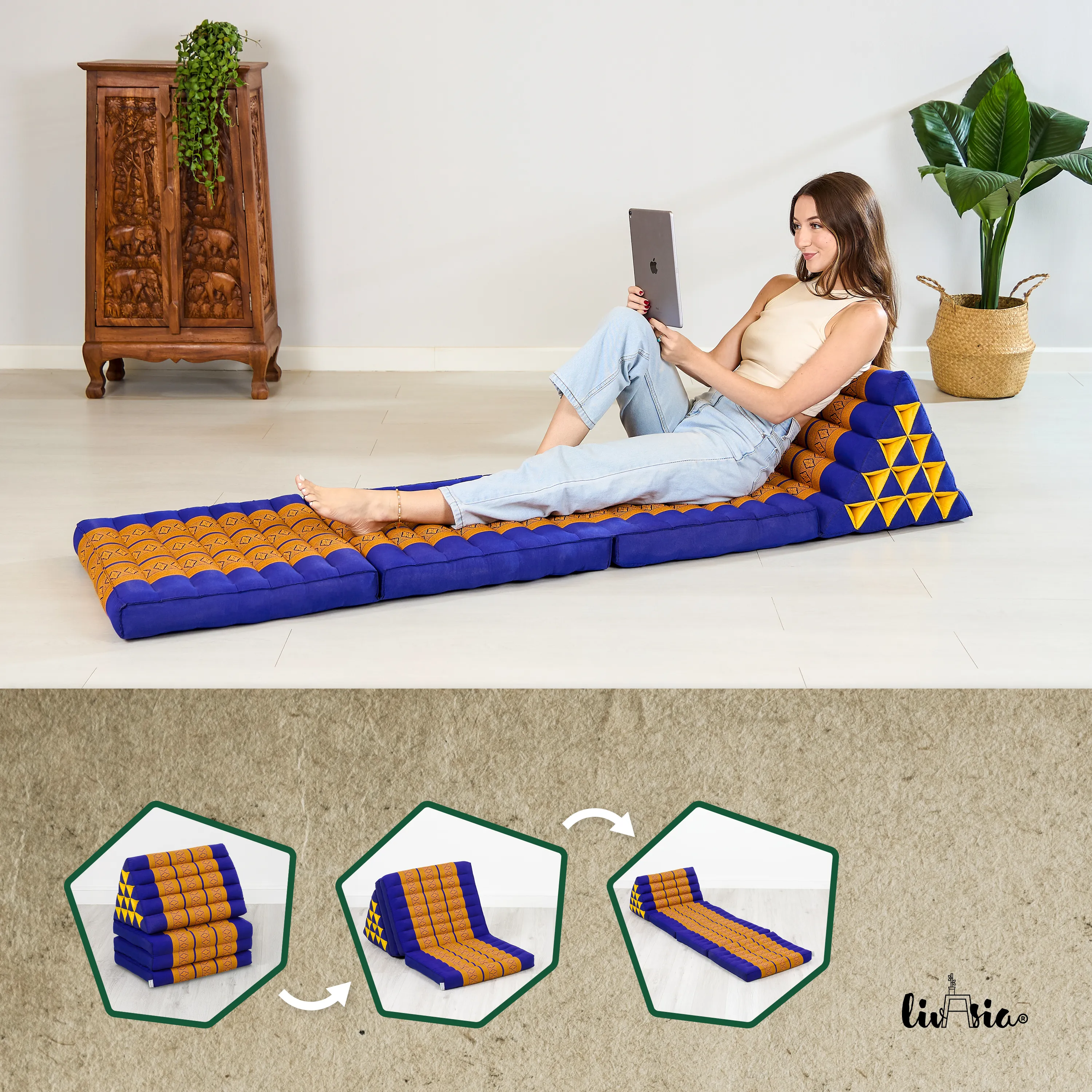 Coussin thaï en kapok hauteur XXL