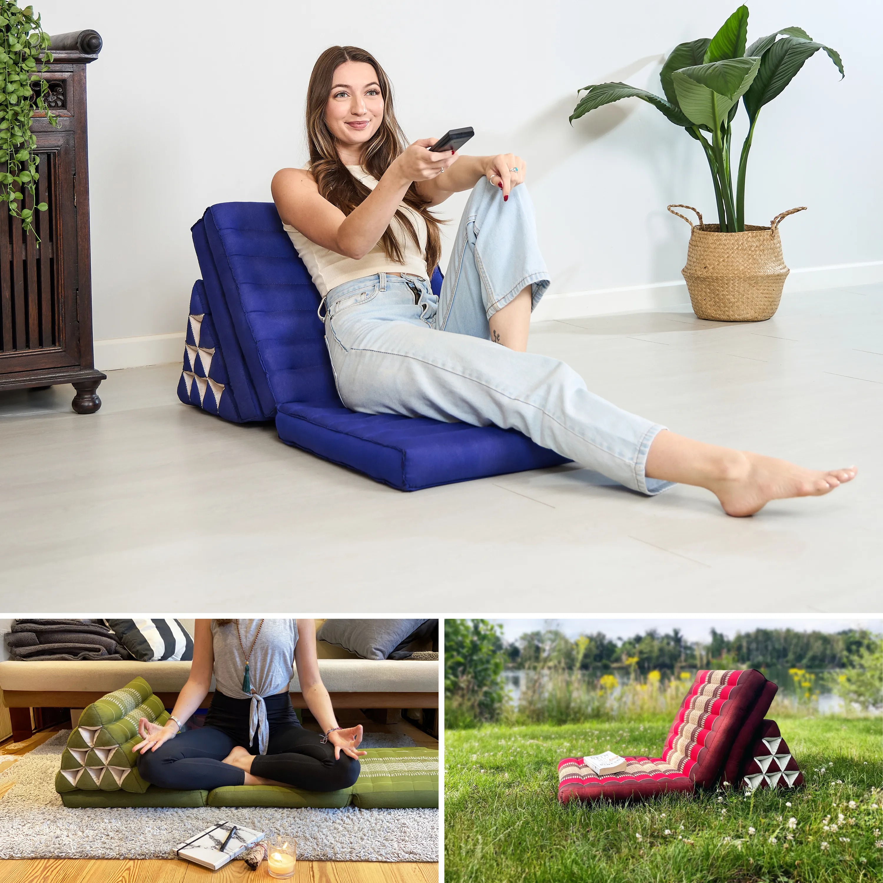 Coussin thaï avec matelas 3 parties en kapok, Basic