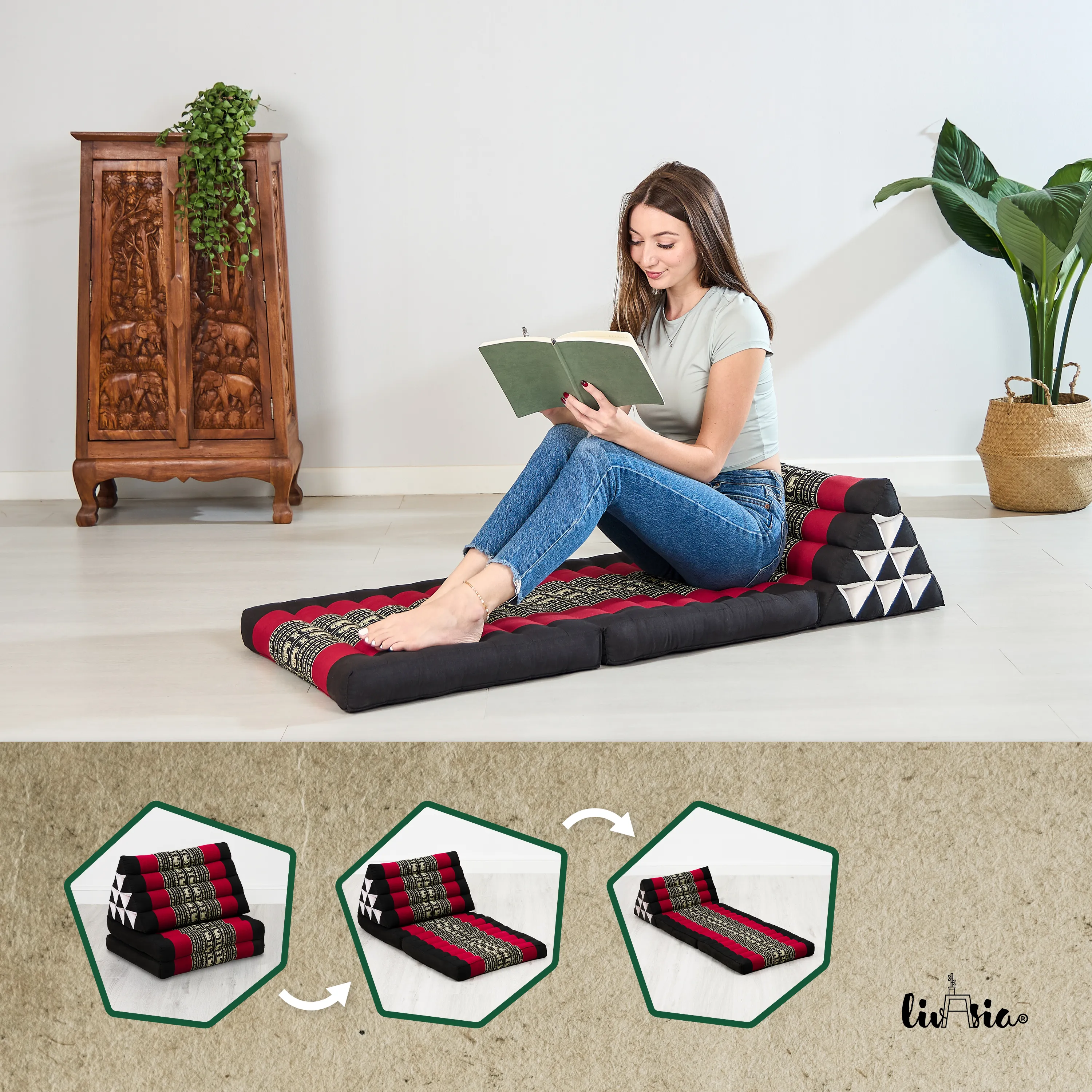 Coussin thaï avec matelas 2 parties en kapok