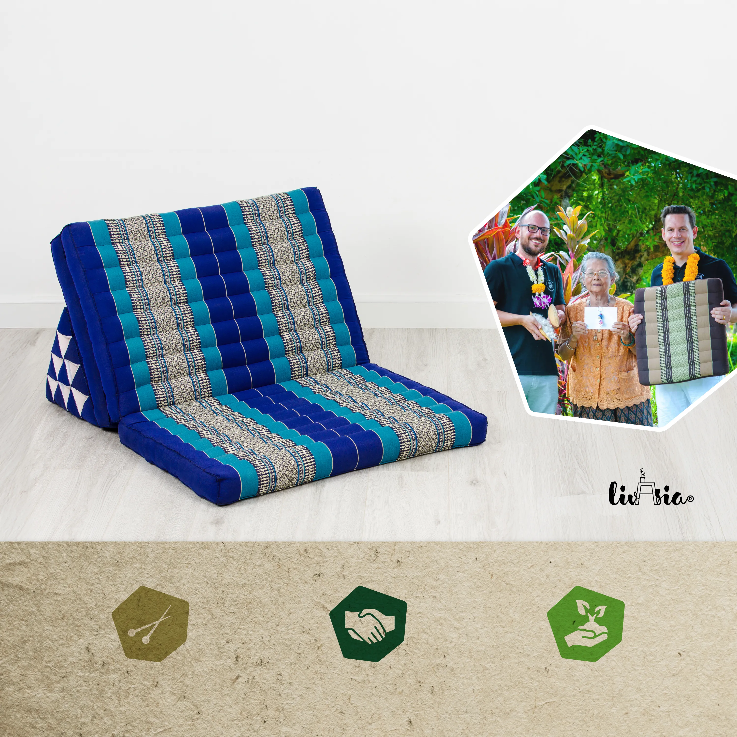 Coussin thaï en kapok largeur XXL