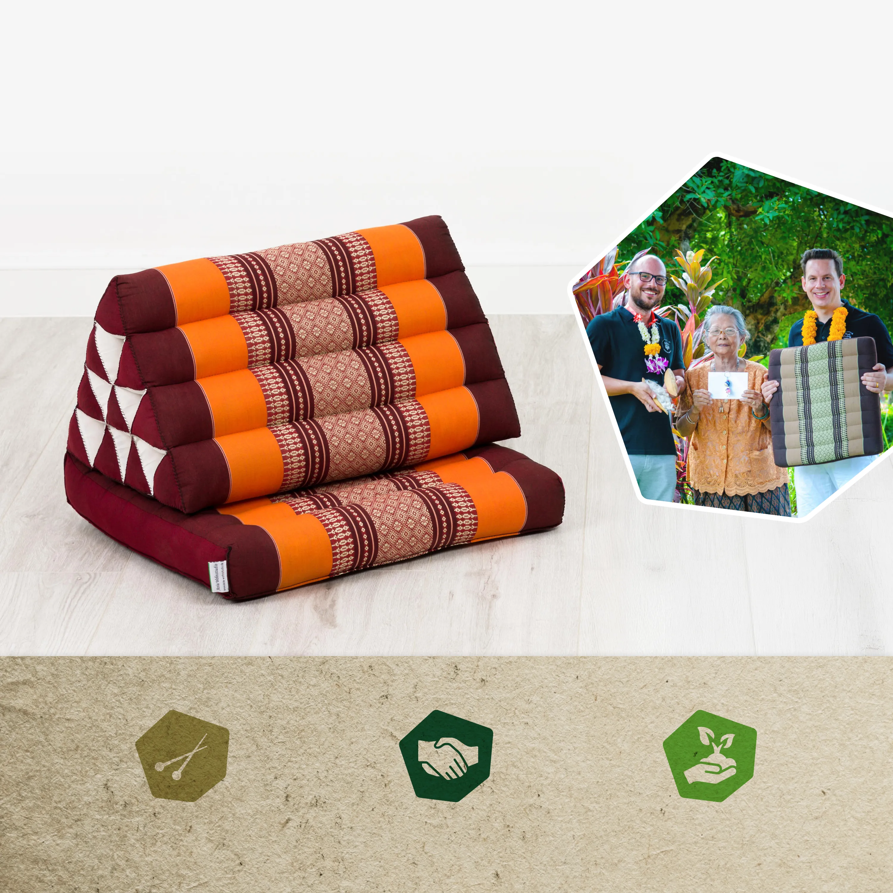 Coussin thaï avec matelas 1 partie en kapok