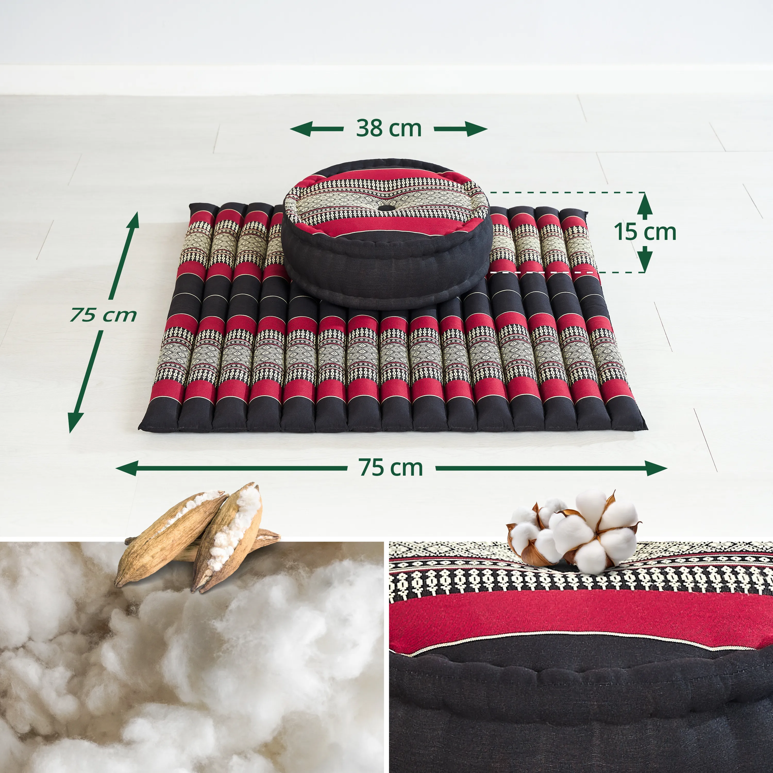 Set de coussins de méditation en kapok XL