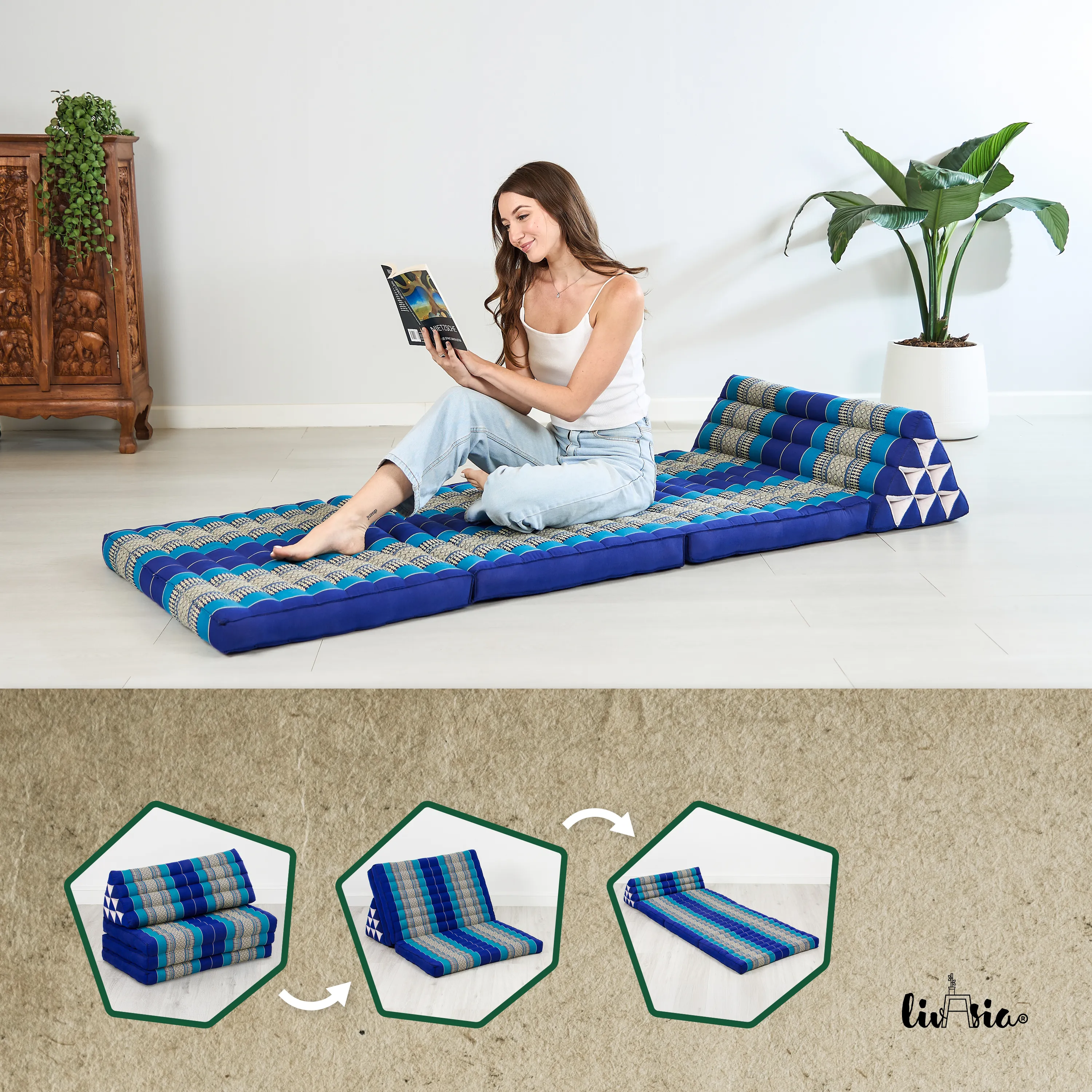 Coussin thaï en kapok largeur XXL