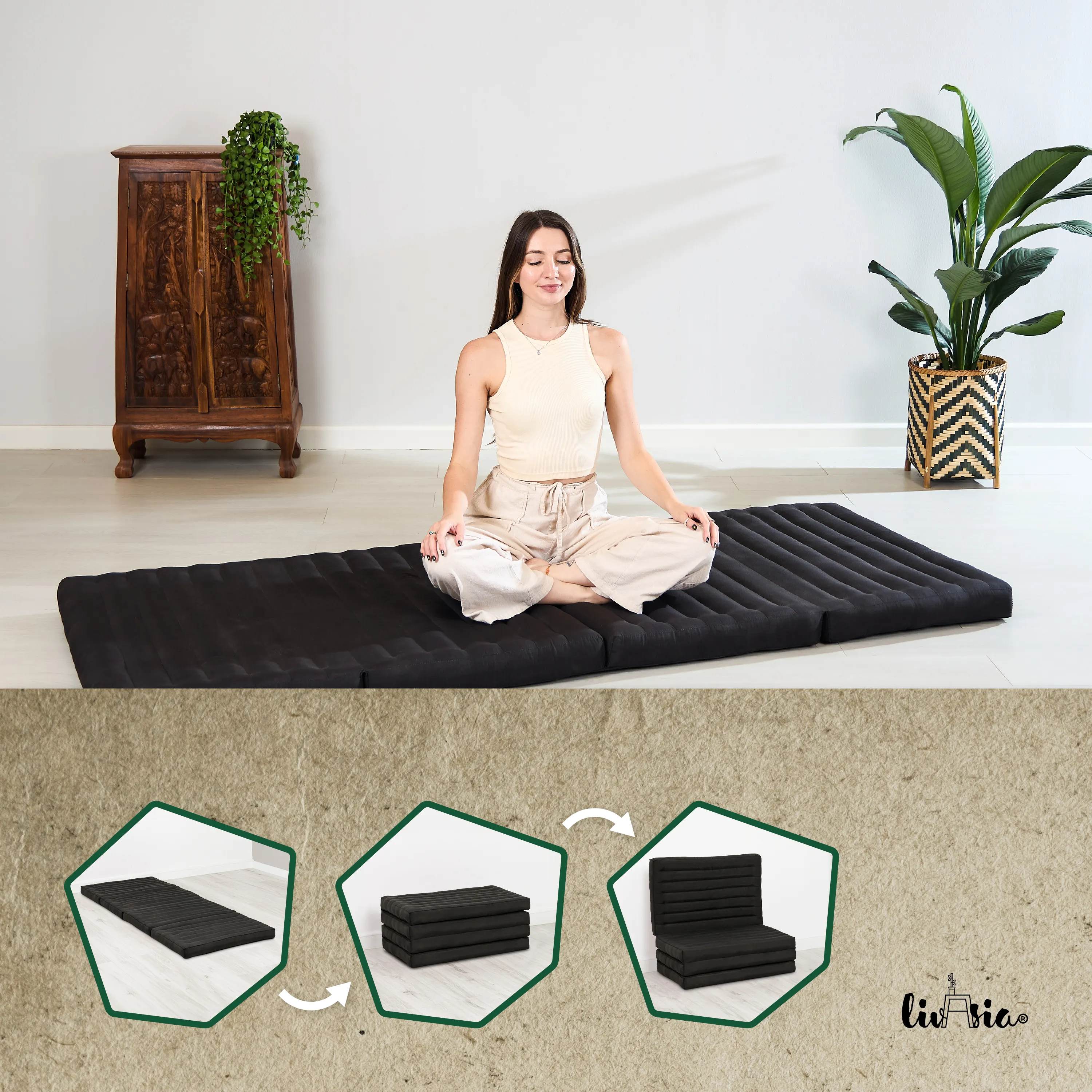 Matelas pliable en kapok, 80 cm de large, Basic