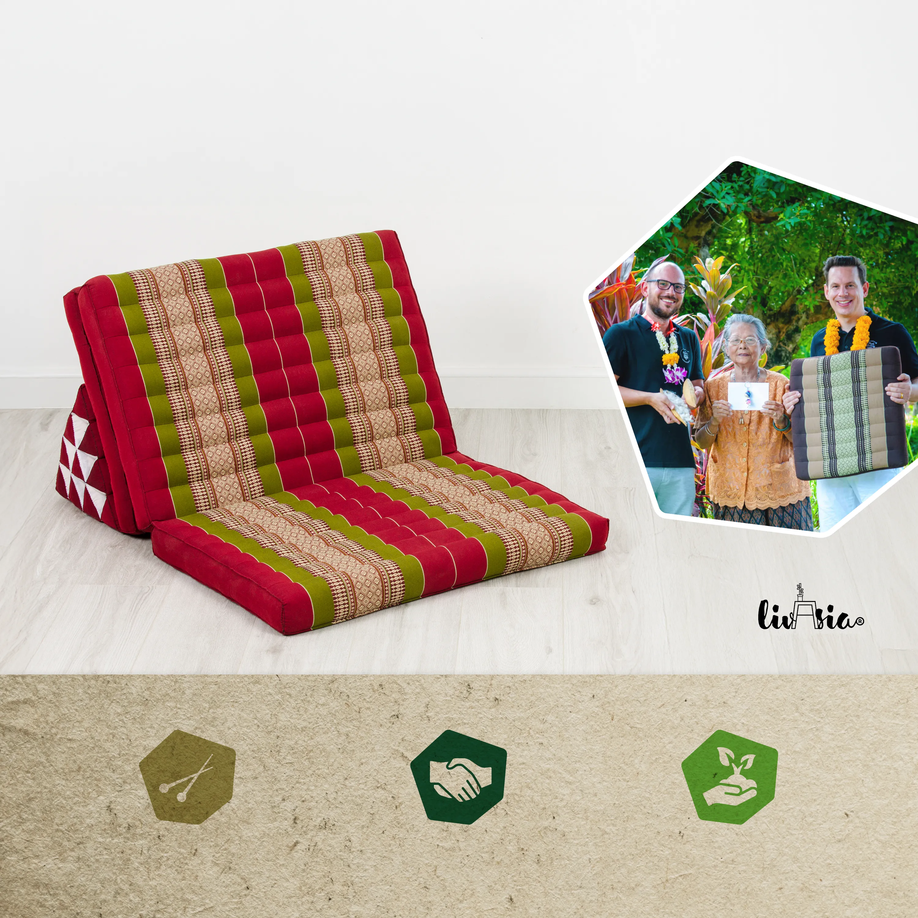 Coussin thaï en kapok largeur XXL