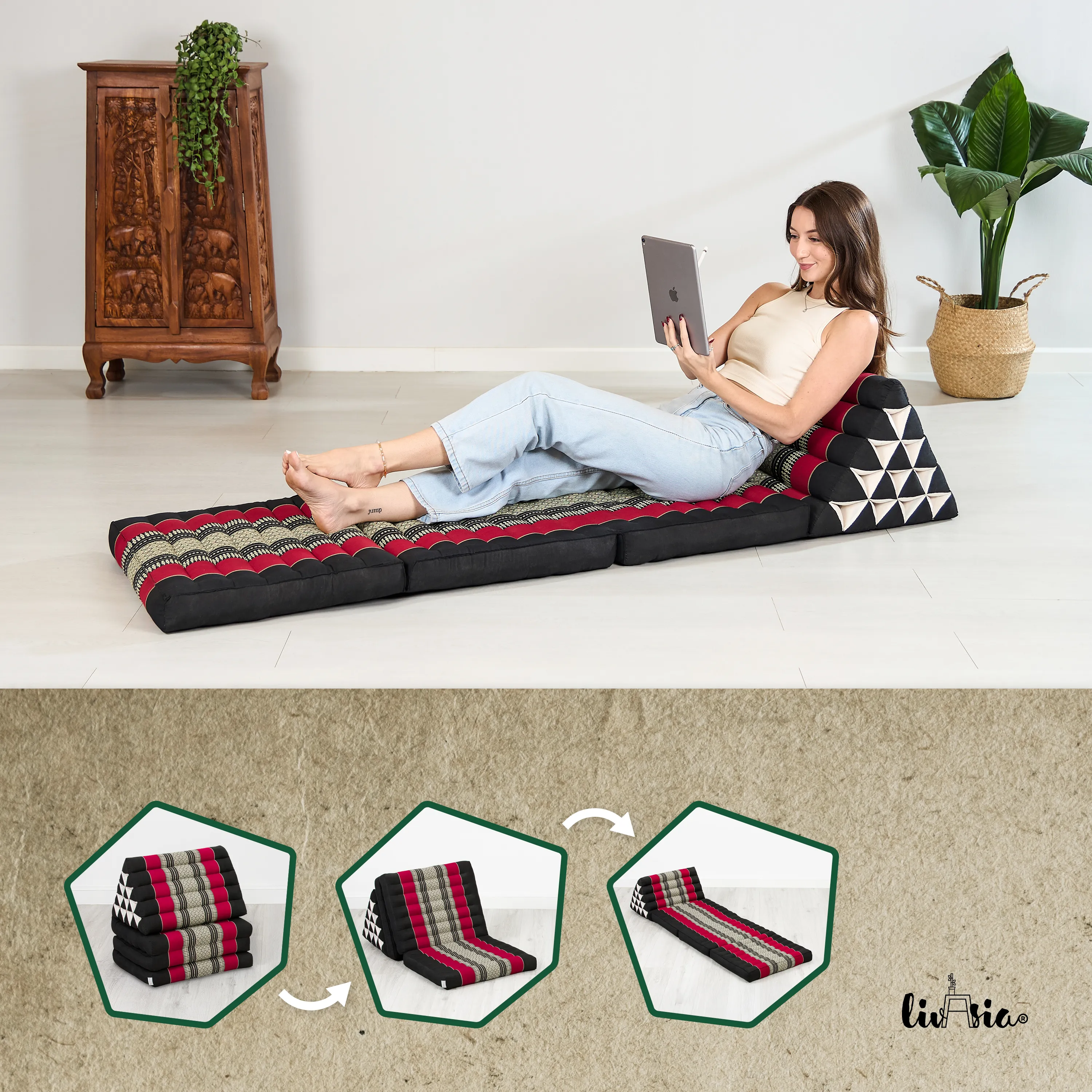 Coussin thaï en kapok hauteur XXL