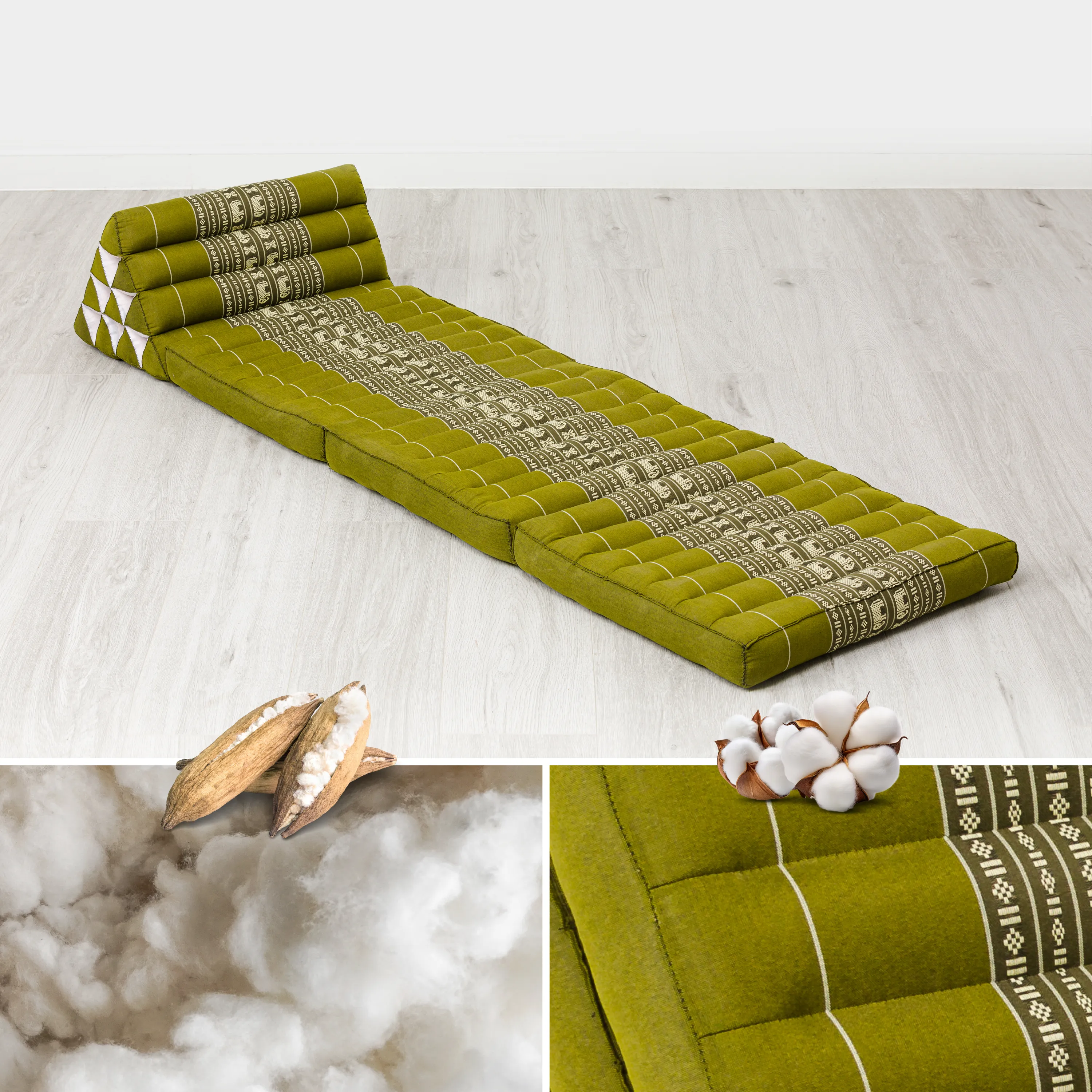 Coussin thaï avec matelas 3 parties en kapok, Classic