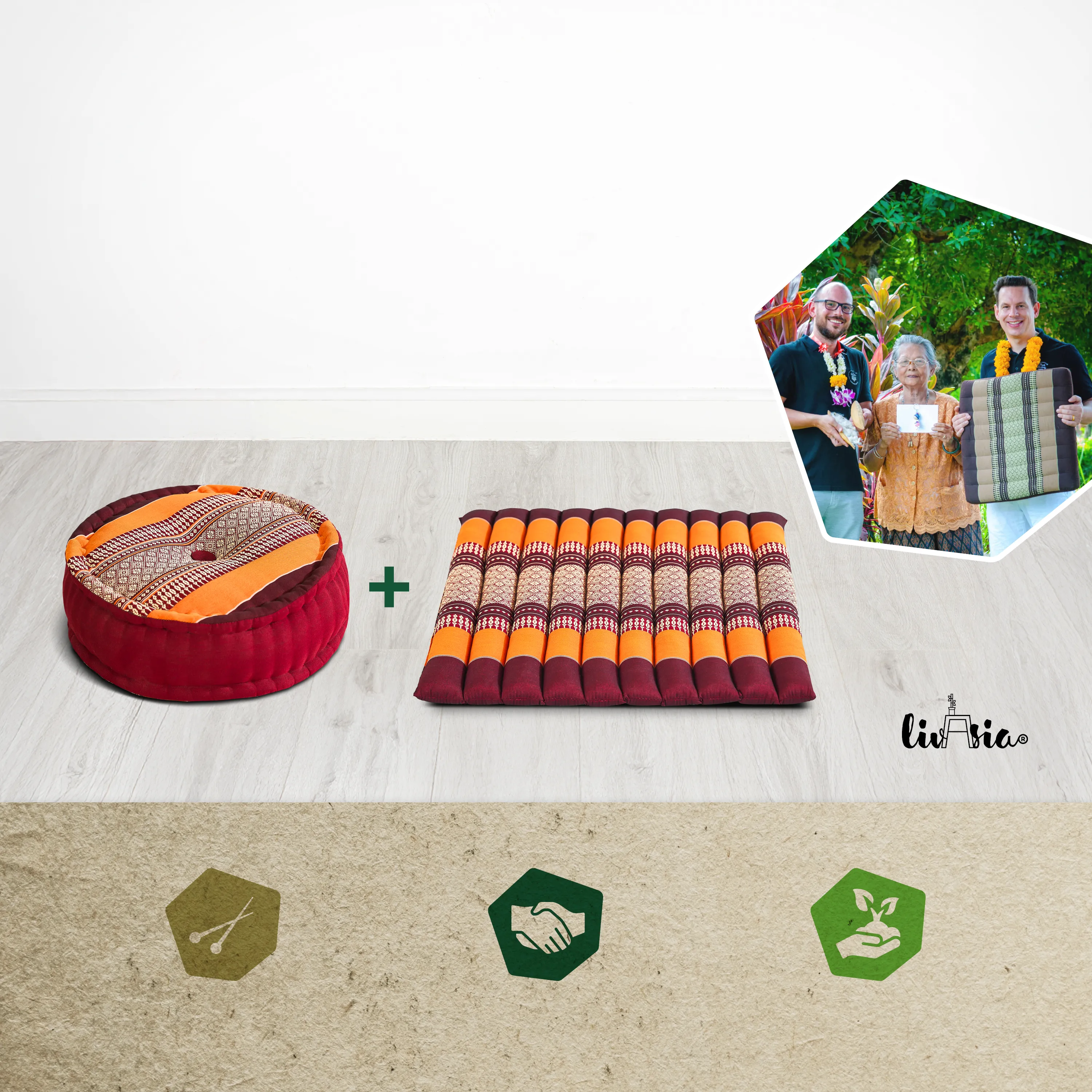 Set de coussins de méditation en kapok L
