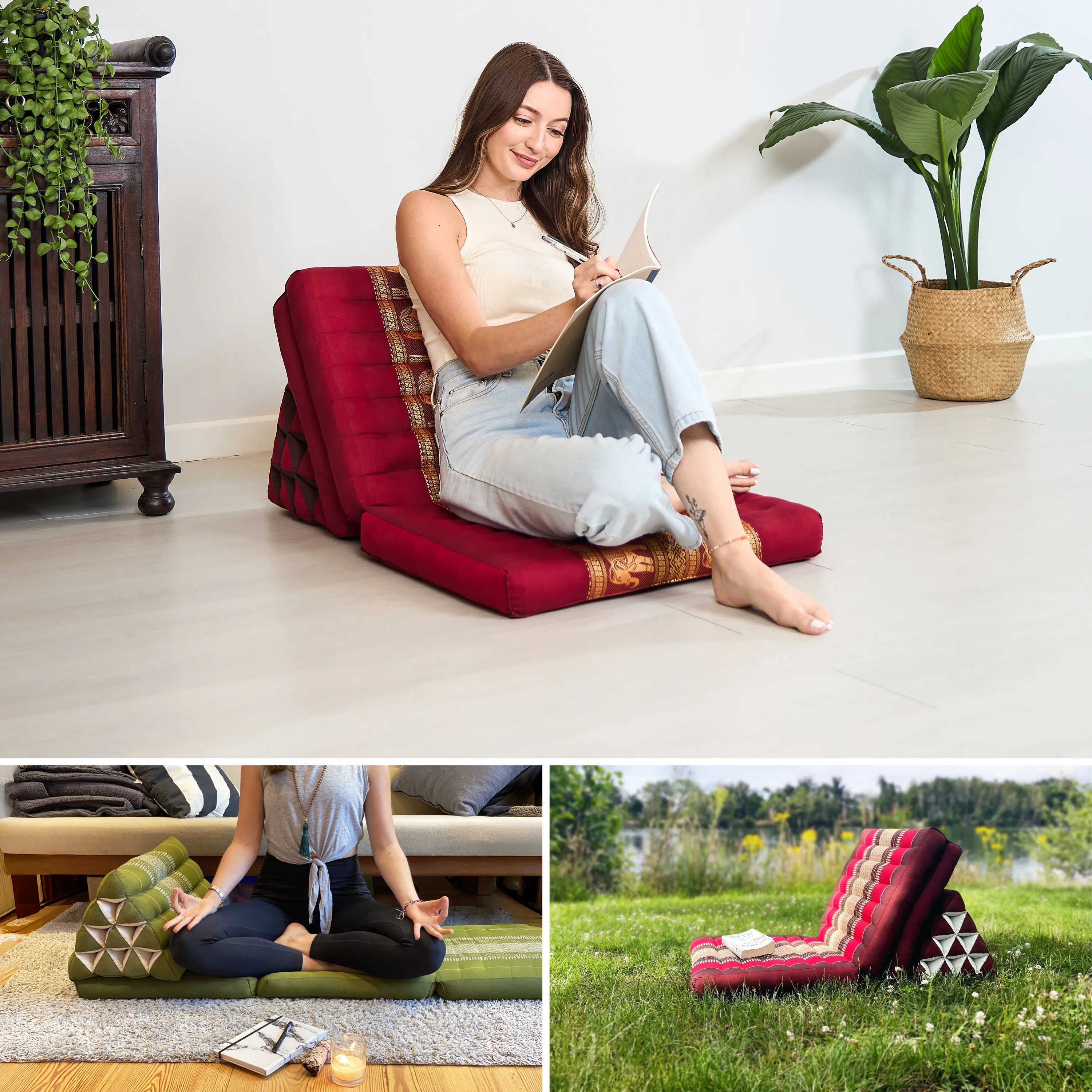 Coussin thaï avec matelas 3 parties en kapok, Deluxe