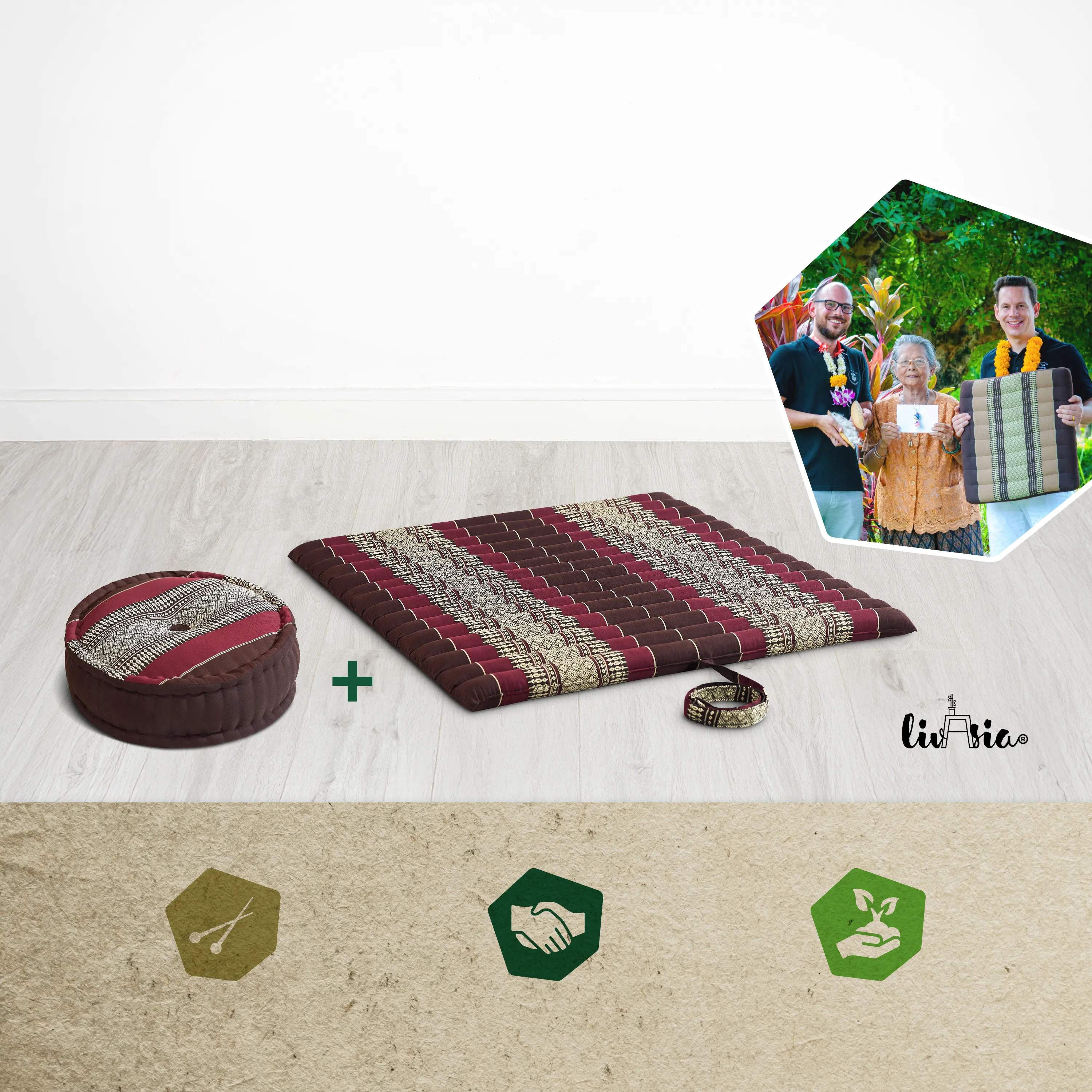 Set de coussins de méditation en kapok XL