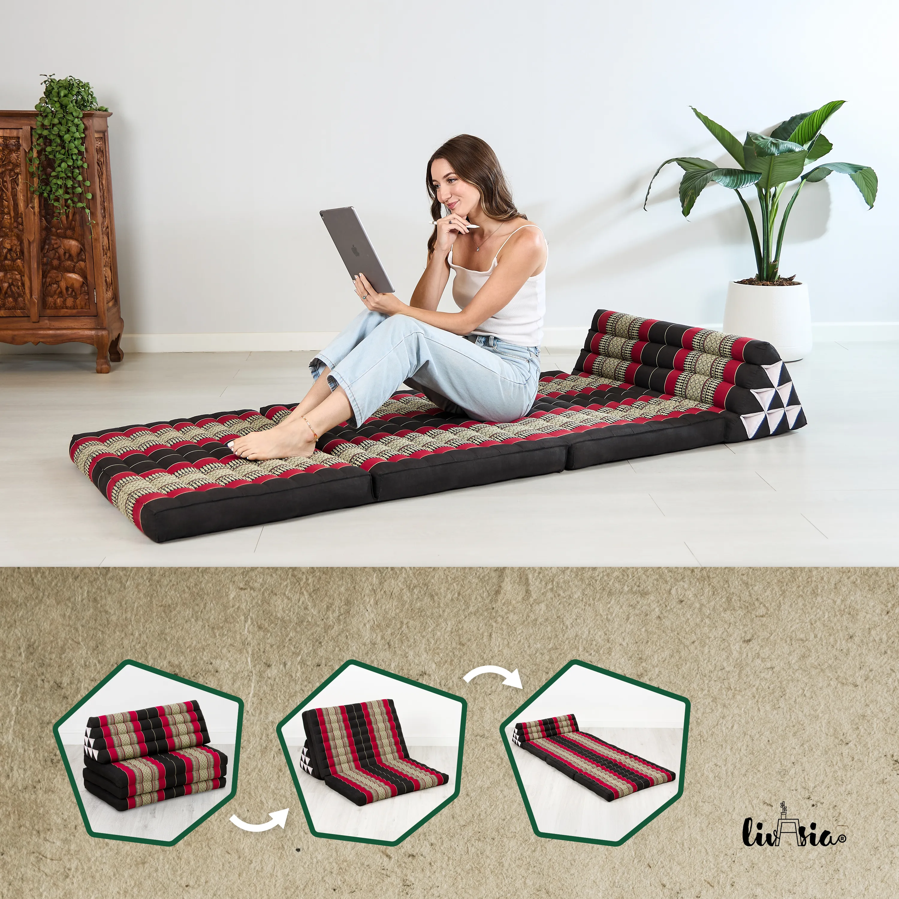 Coussin thaï en kapok largeur XXL