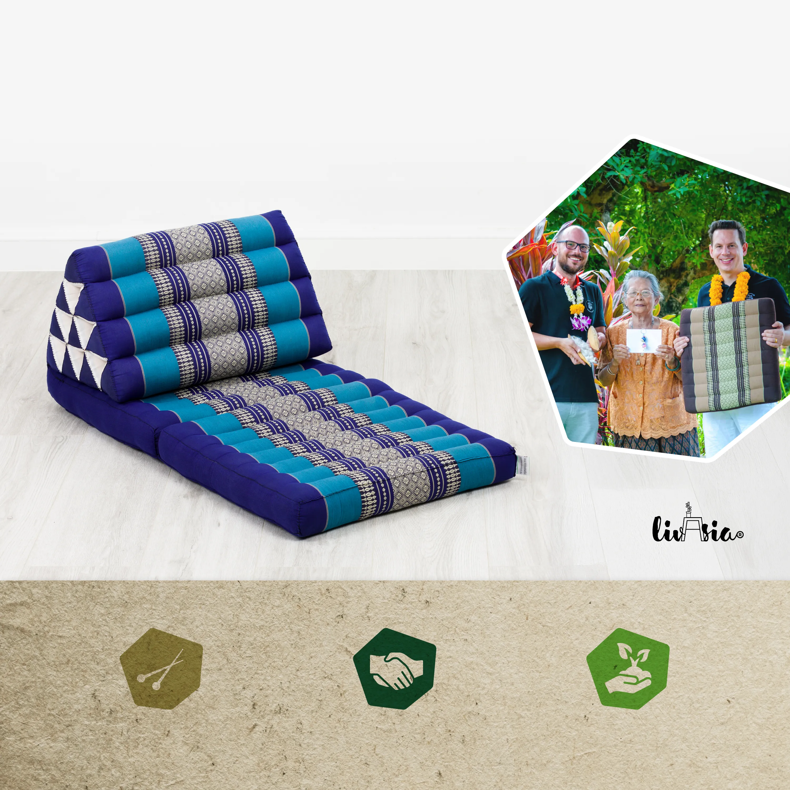Coussin thaï avec matelas 2 parties en kapok