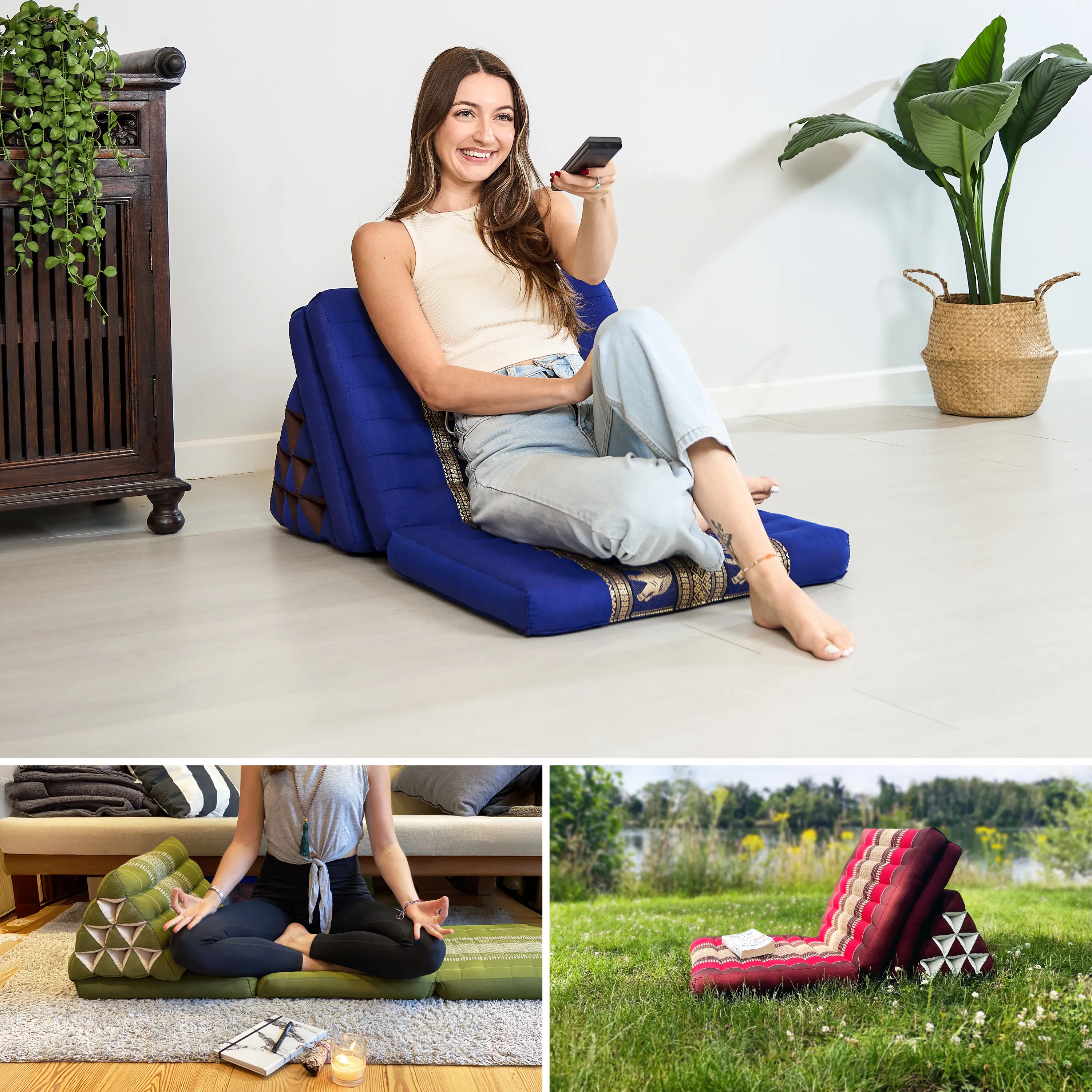 Coussin thaï avec matelas 3 parties en kapok, Deluxe