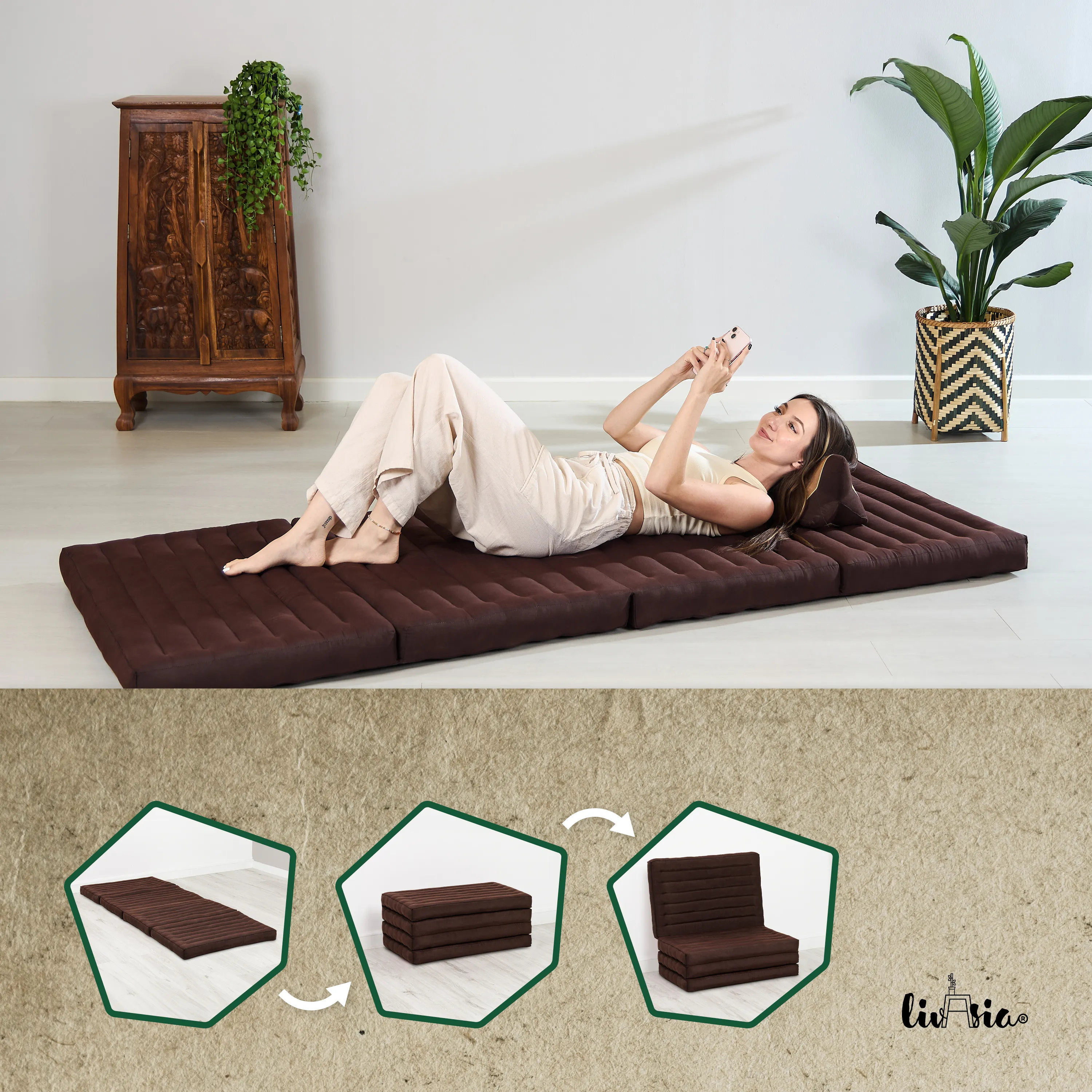 Matelas pliable en kapok, 80 cm de large, Basic