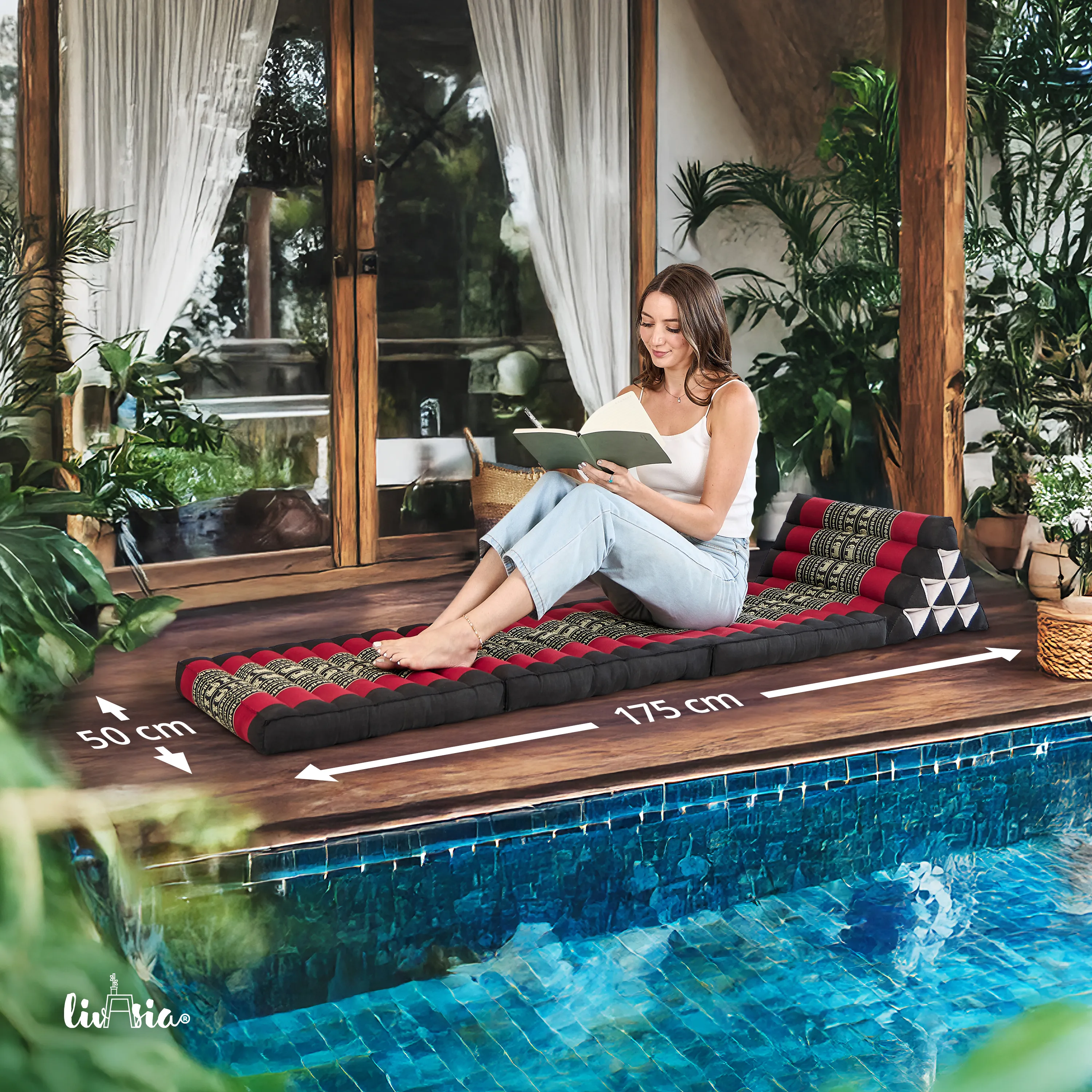 Coussin thaï avec matelas 3 parties en kapok, Classic