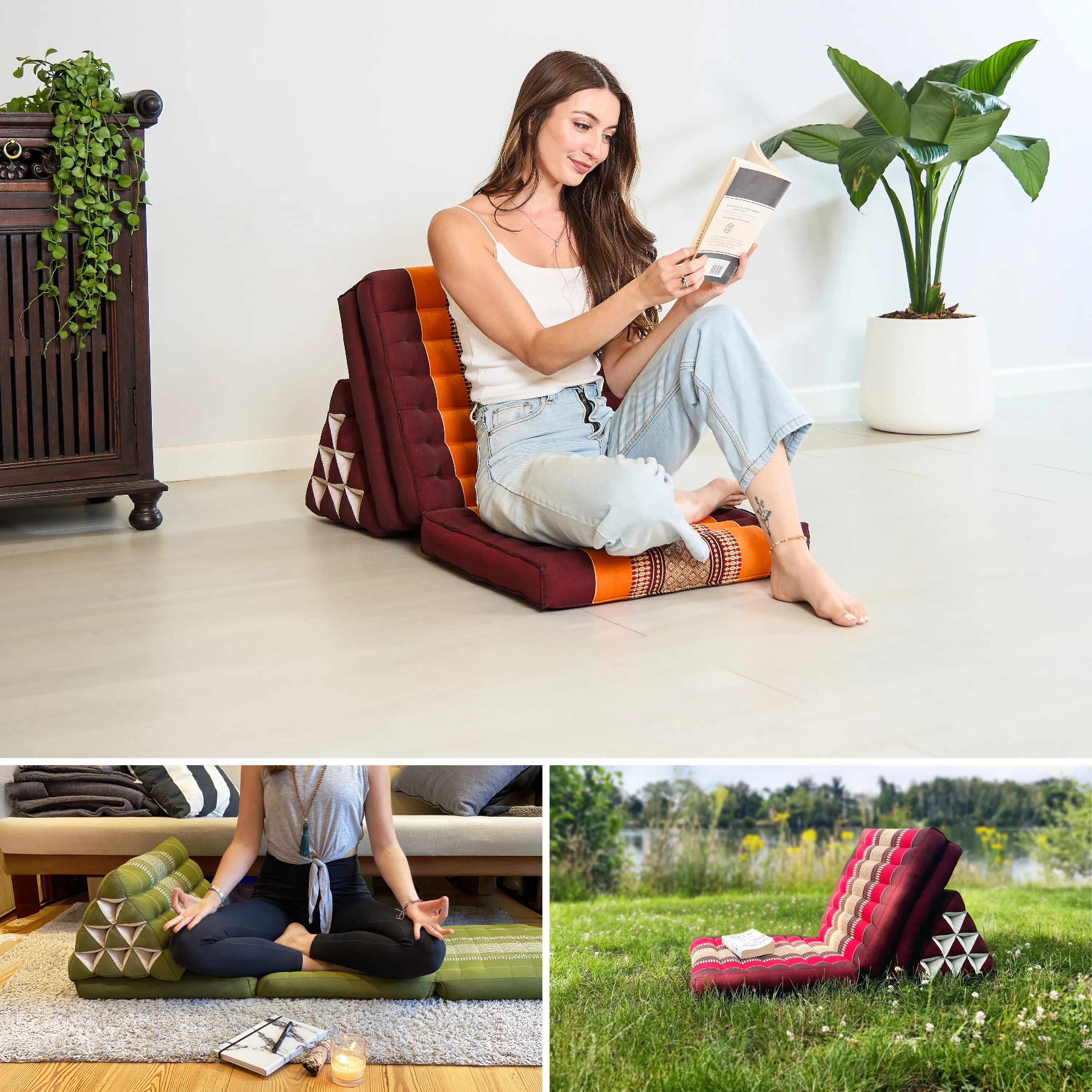 Coussin thaï avec matelas 3 parties en kapok, Classic