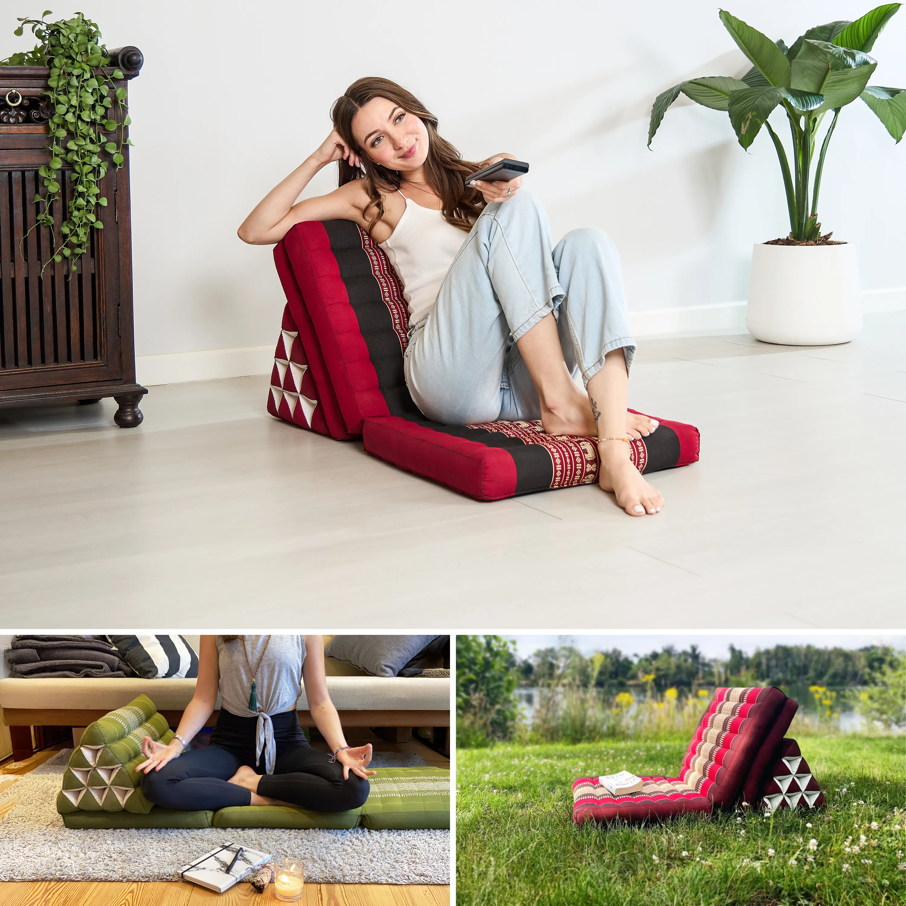 Coussin thaï avec matelas 3 parties en kapok, Classic