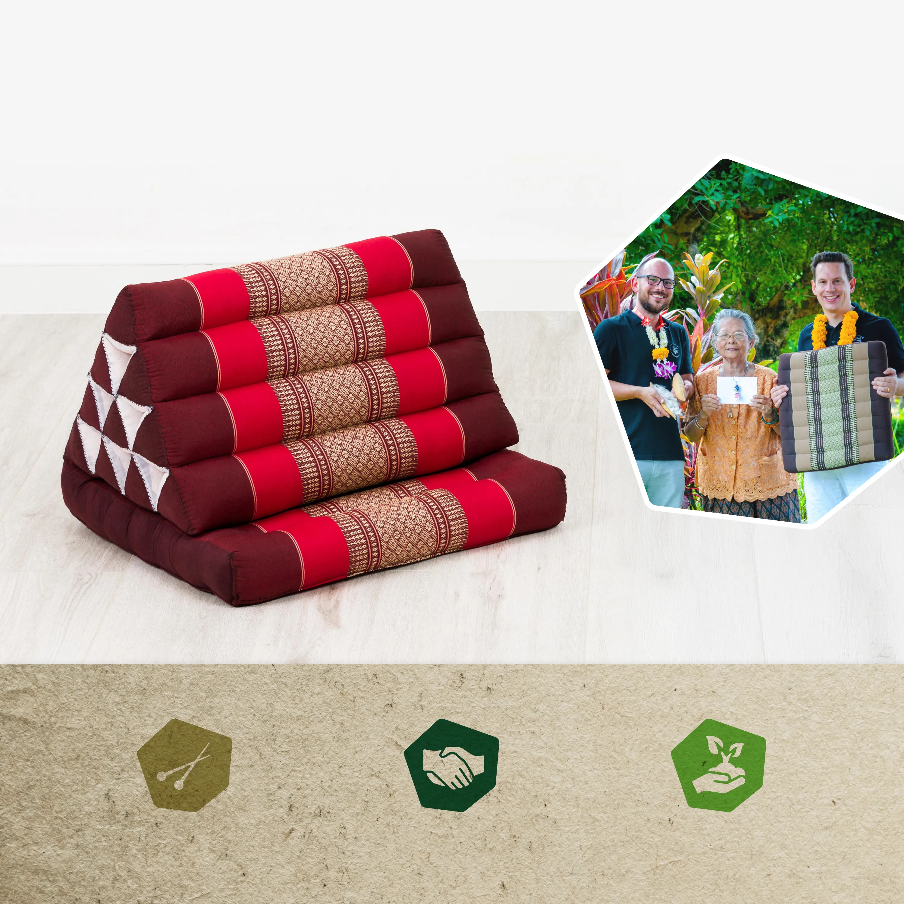 Coussin thaï avec matelas 1 partie en kapok
