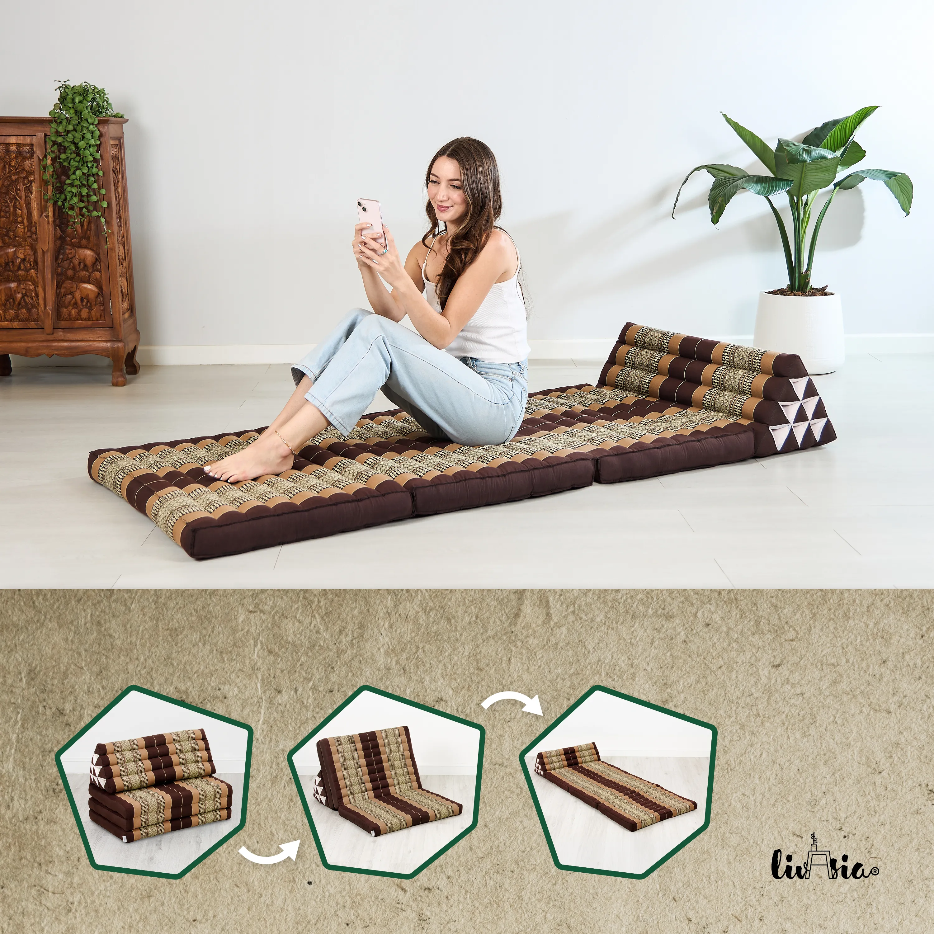 Coussin thaï en kapok largeur XXL