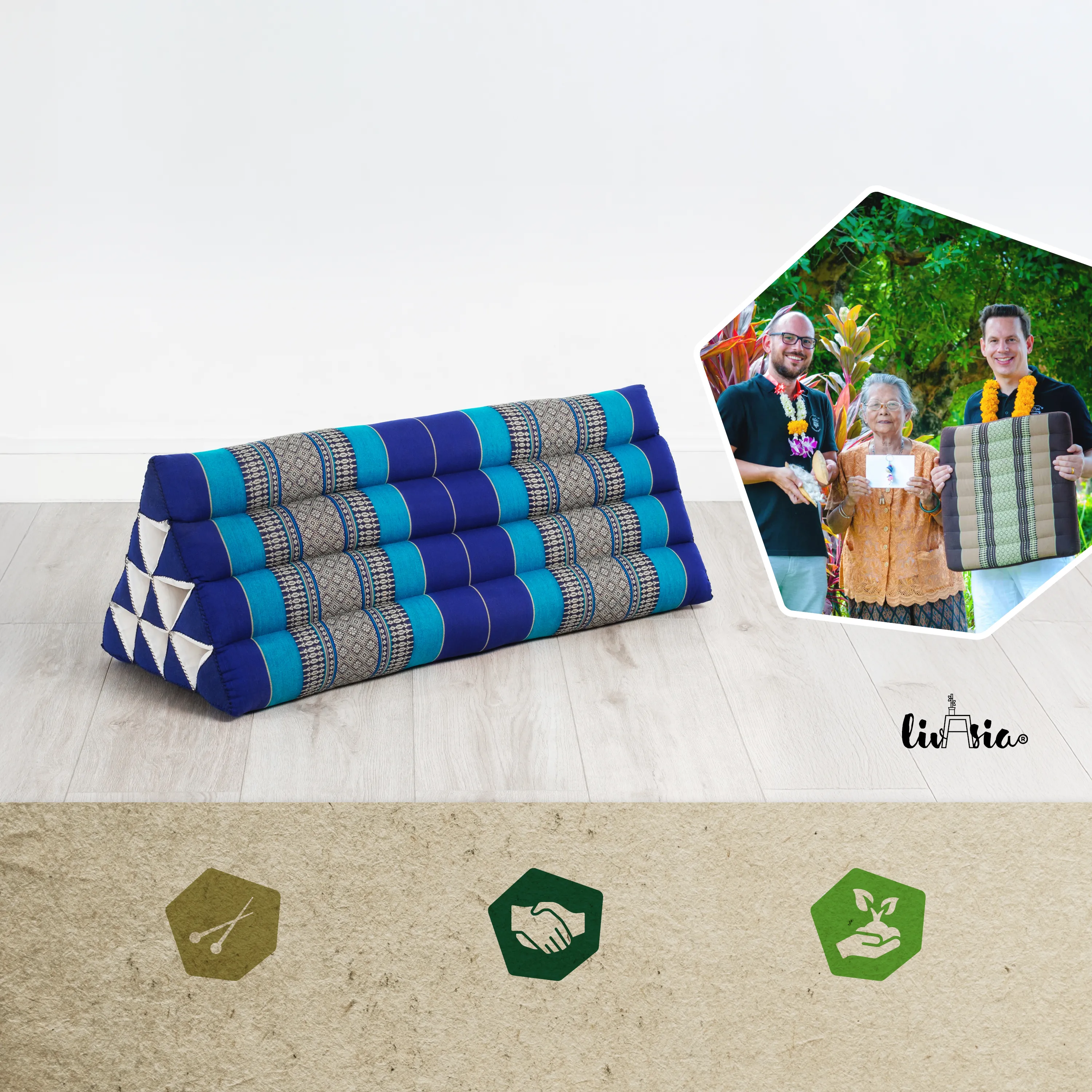 Coussin triangulaire large en kapok