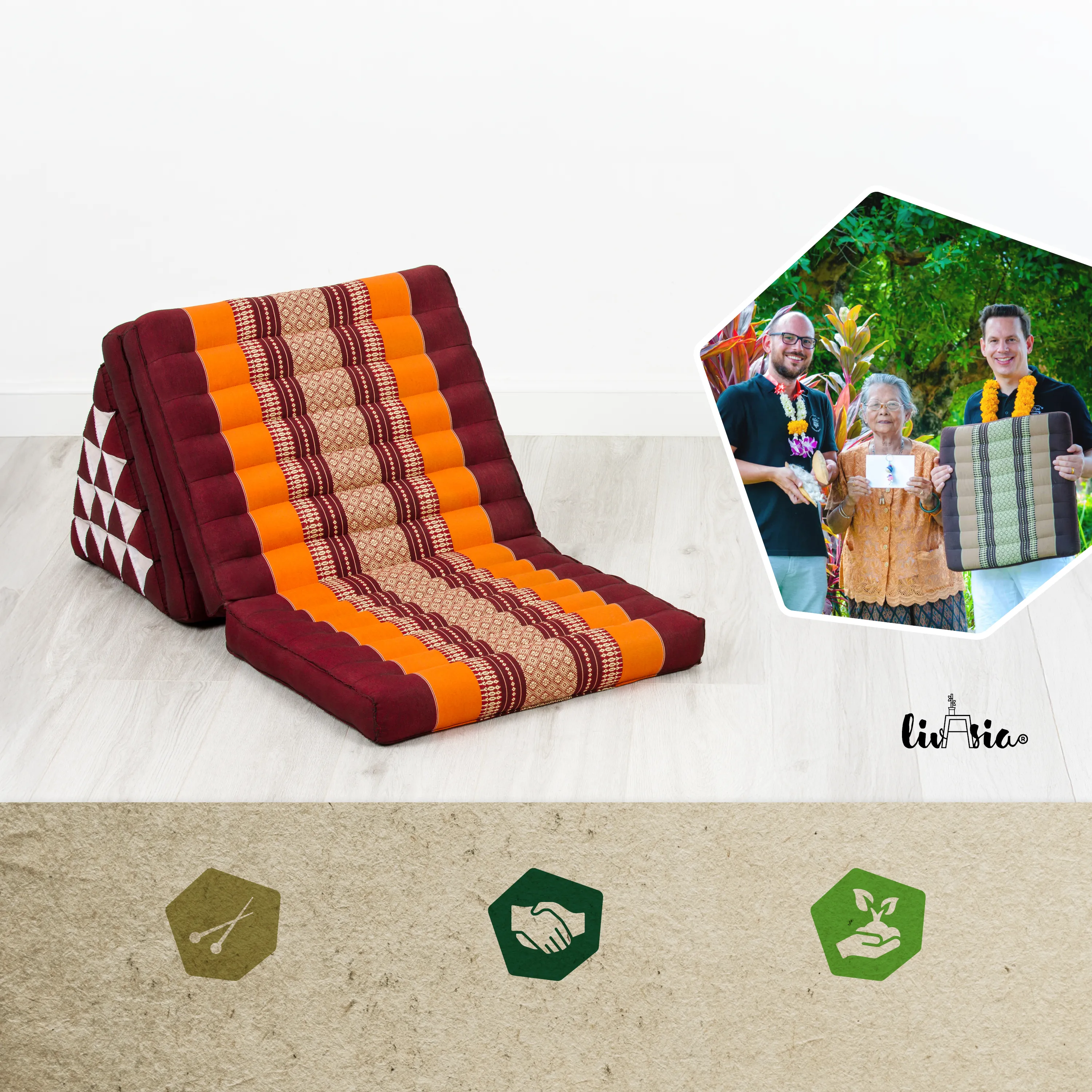 Coussin thaï en kapok hauteur XXL