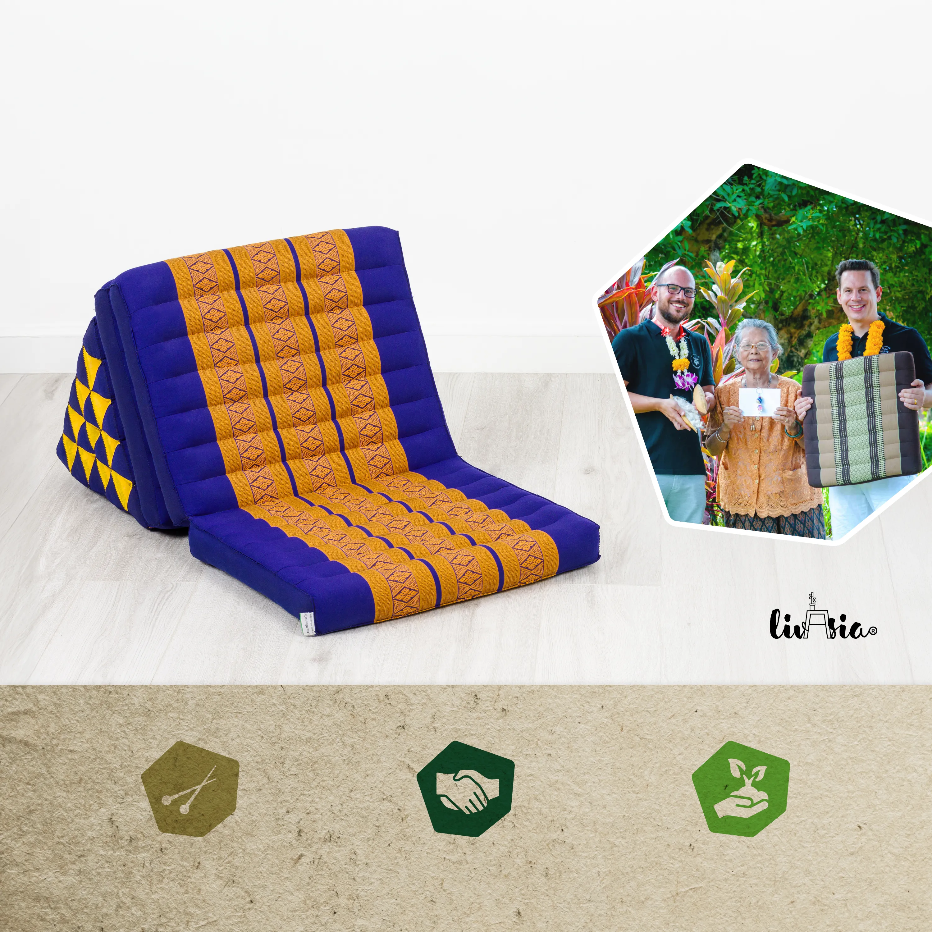 Coussin thaï en kapok hauteur XXL