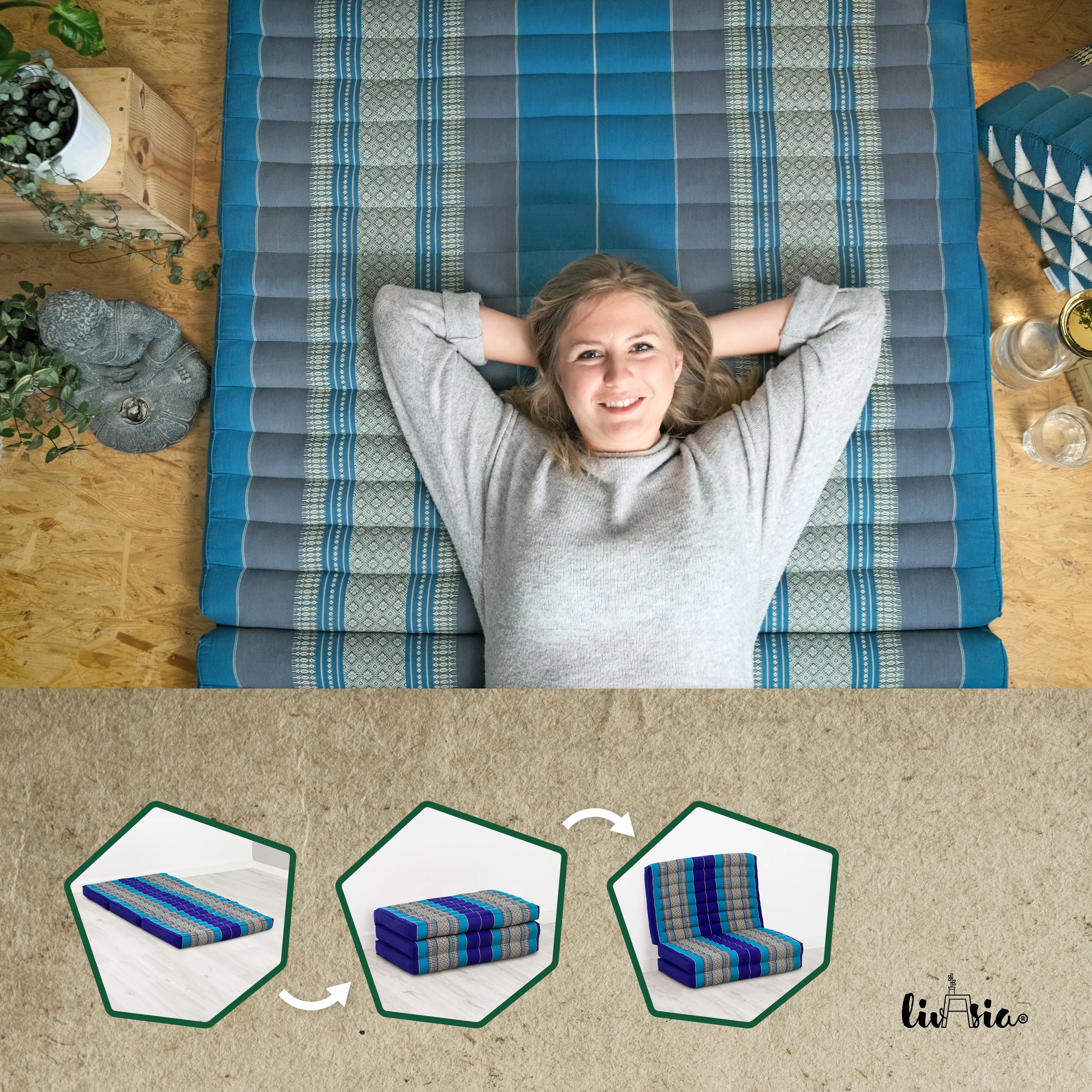 Matelas pliable pour enfant en kapok, 70 cm de large