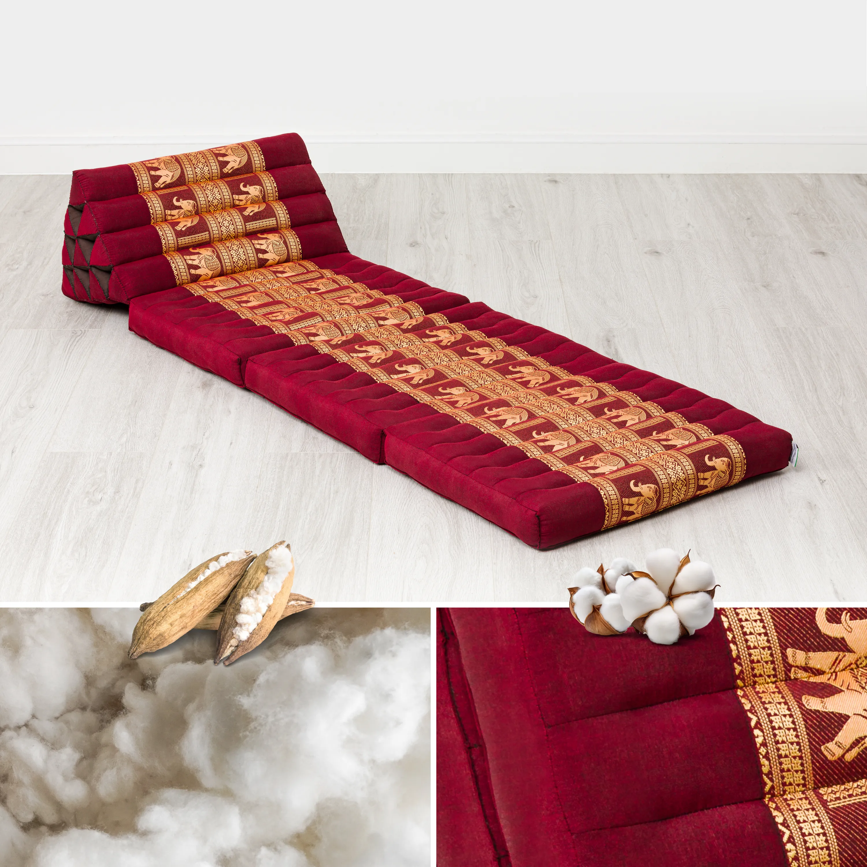 Coussin thaï avec matelas 3 parties en kapok, Deluxe
