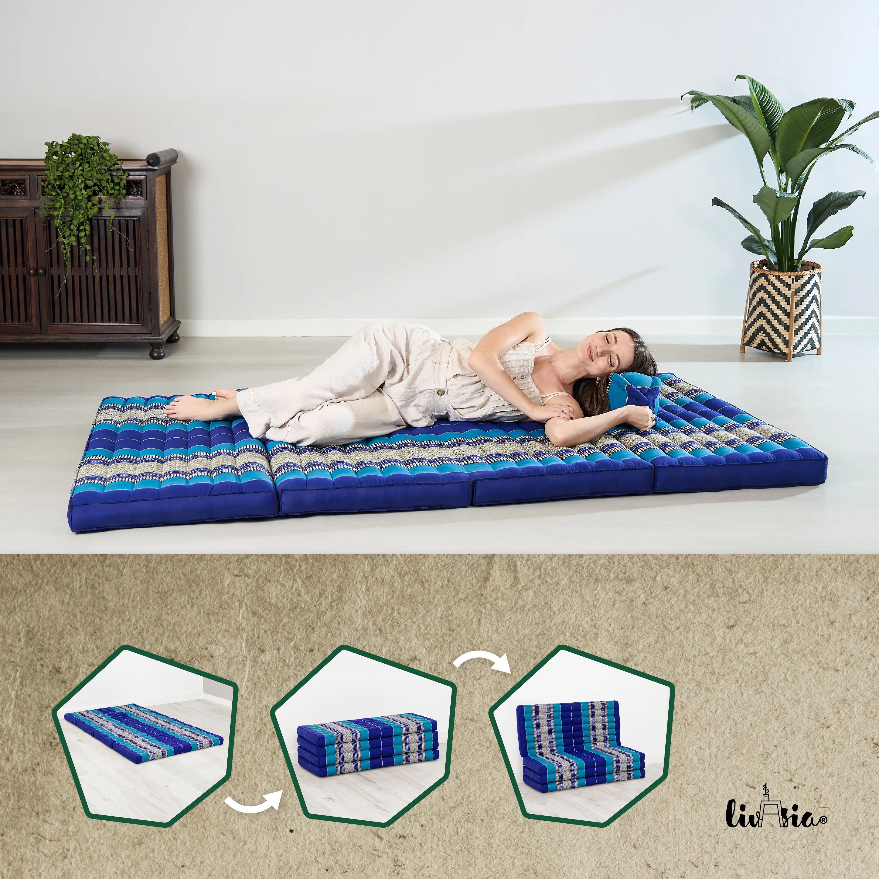 Matelas pliable en kapok, 110 cm de large, Classic