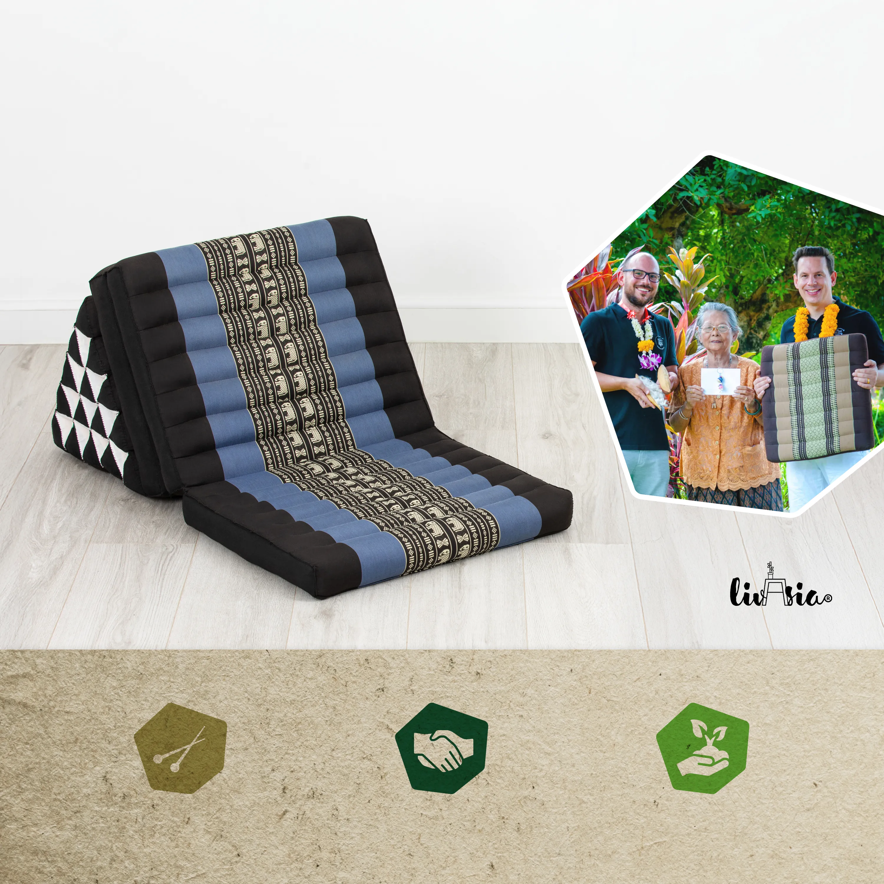 Coussin thaï en kapok hauteur XXL