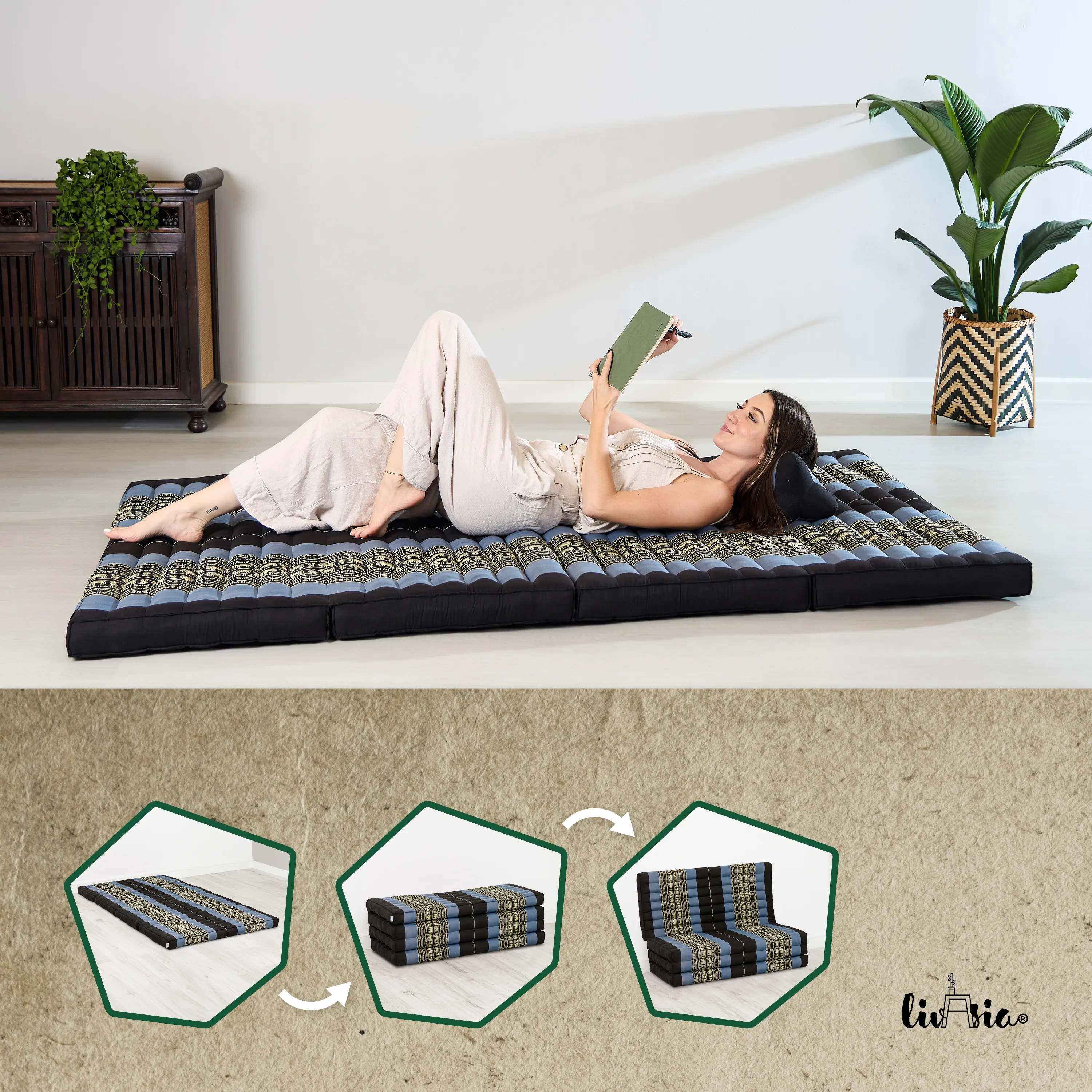 Matelas pliable en kapok, 110 cm de large, Classic