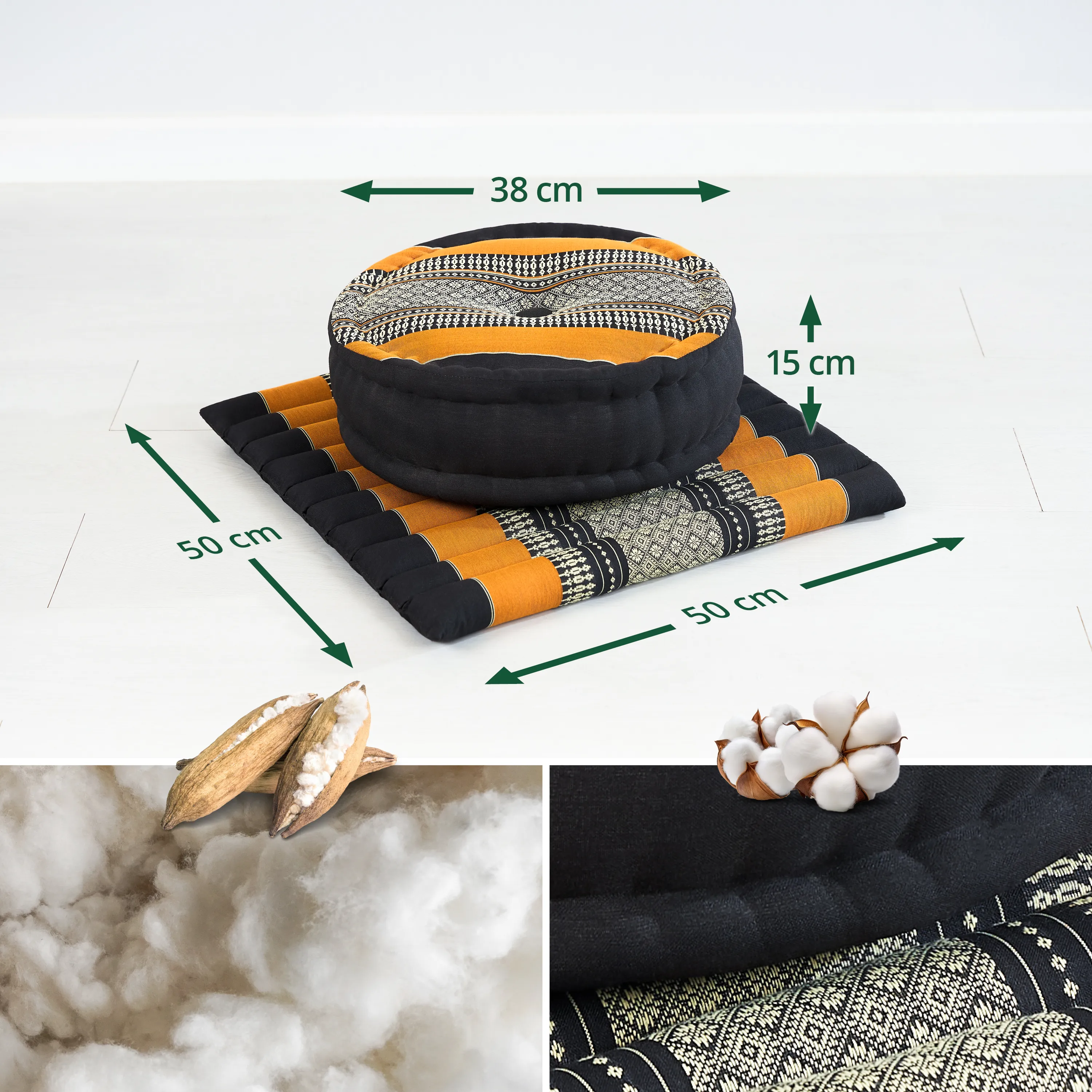 Set de coussins de méditation en kapok L