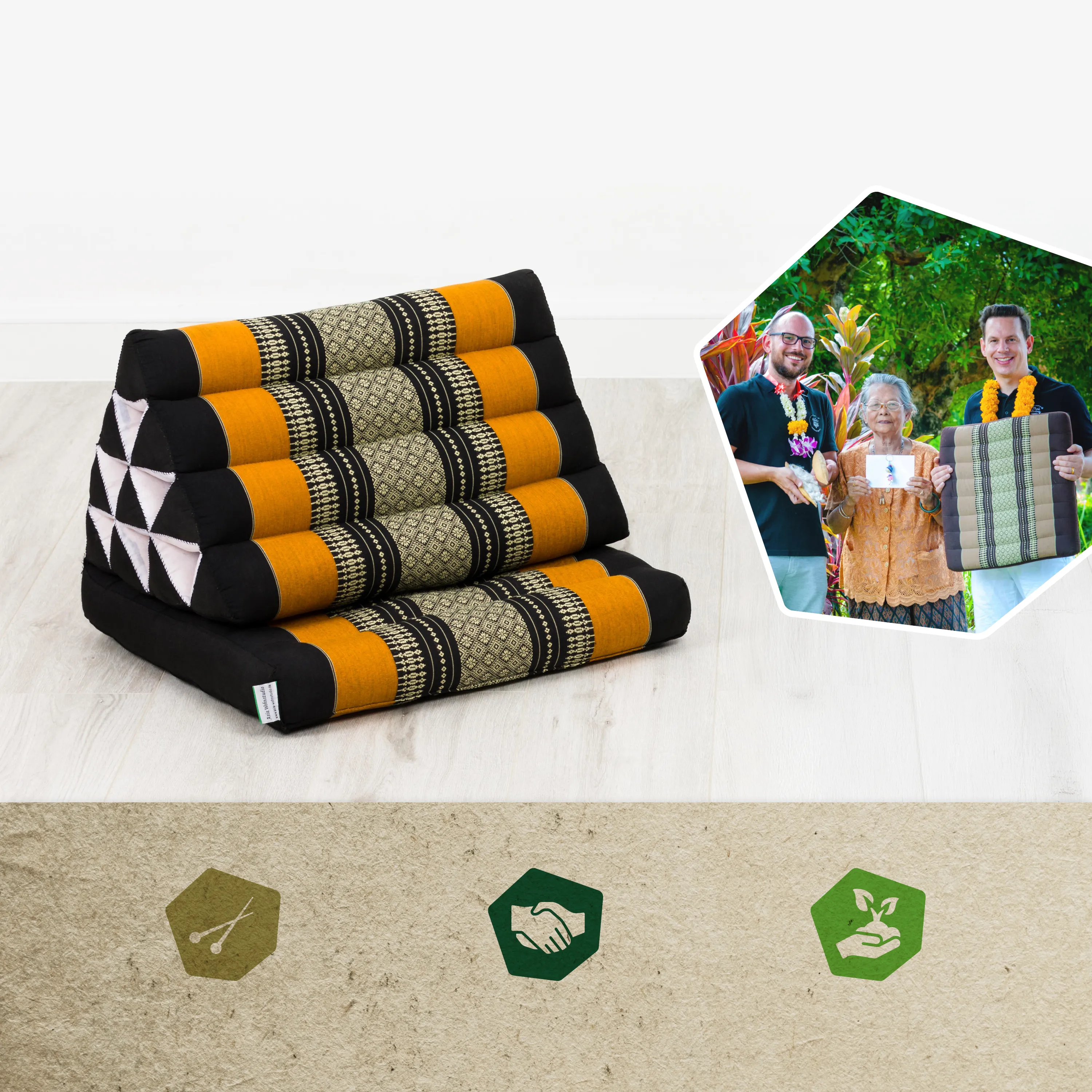Coussin thaï avec matelas 1 partie en kapok
