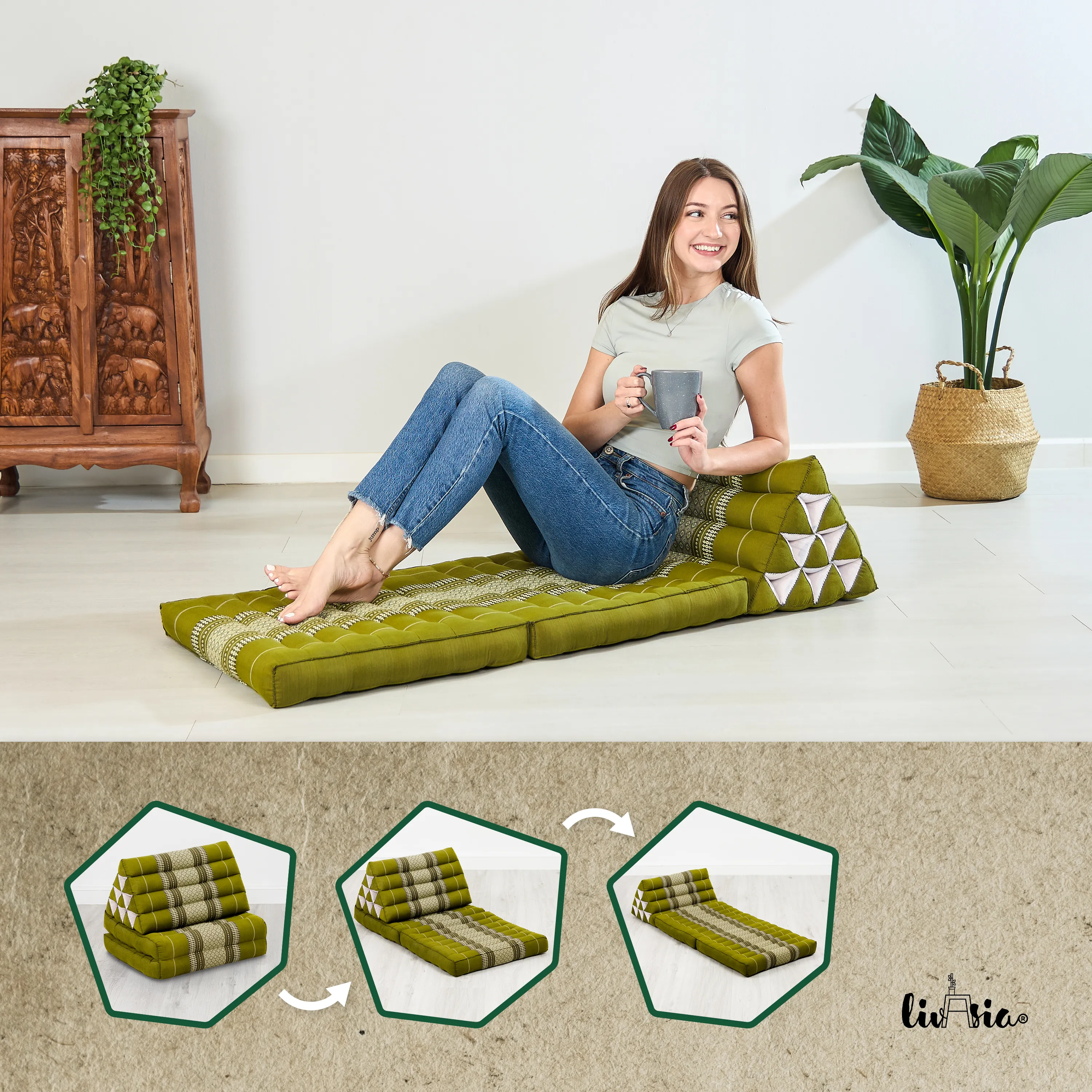 Coussin thaï avec matelas 2 parties en kapok