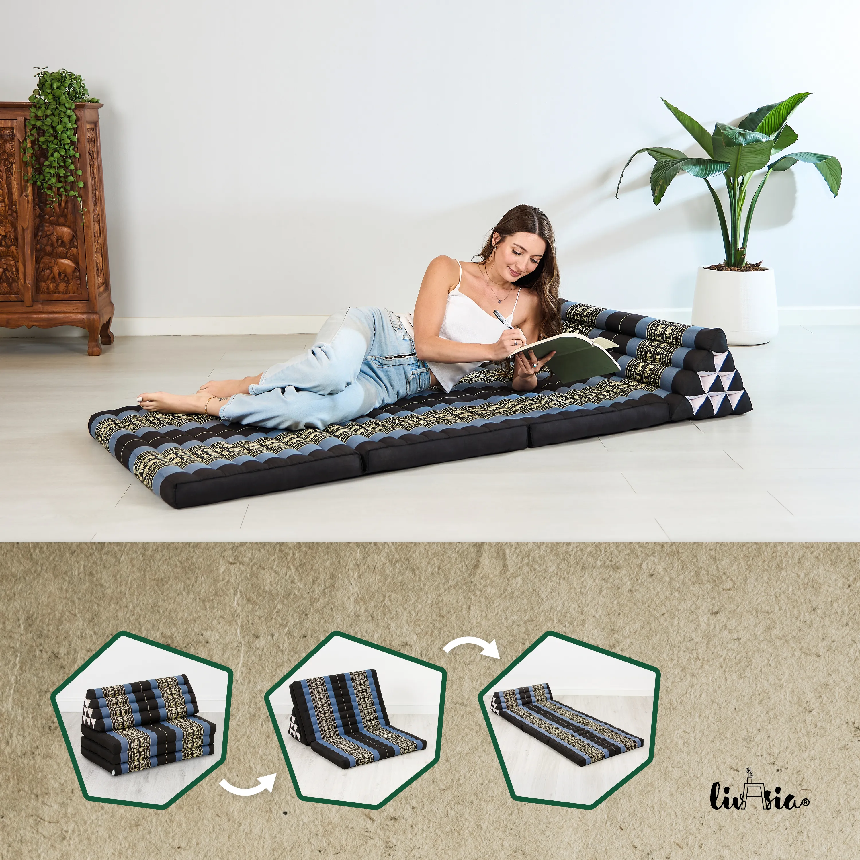 Coussin thaï en kapok largeur XXL