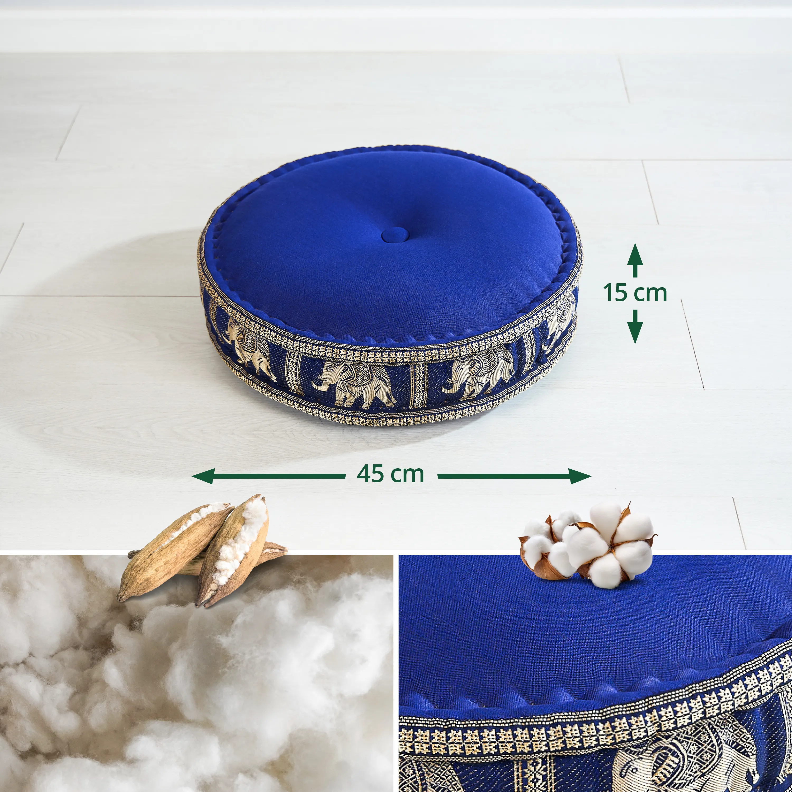 Zafu grande taille en kapok, Deluxe